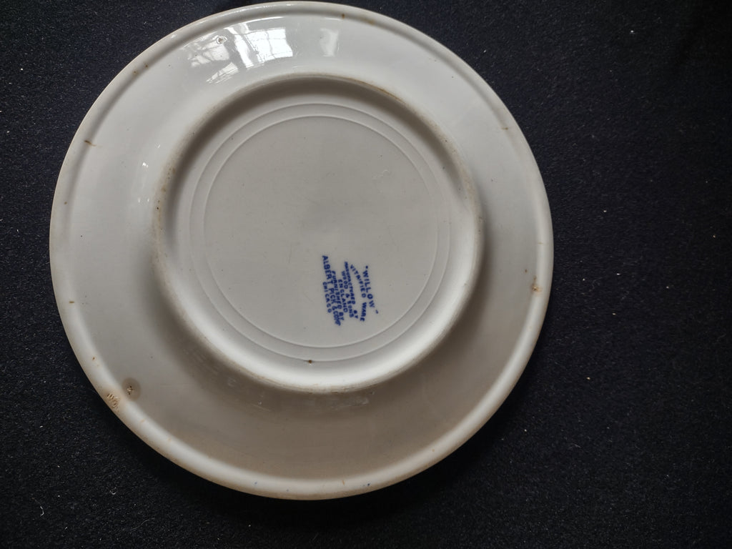 Vintage Wood & Sons Luncheon Plate Willow Blue White IMPERFECT (Lot 5589)