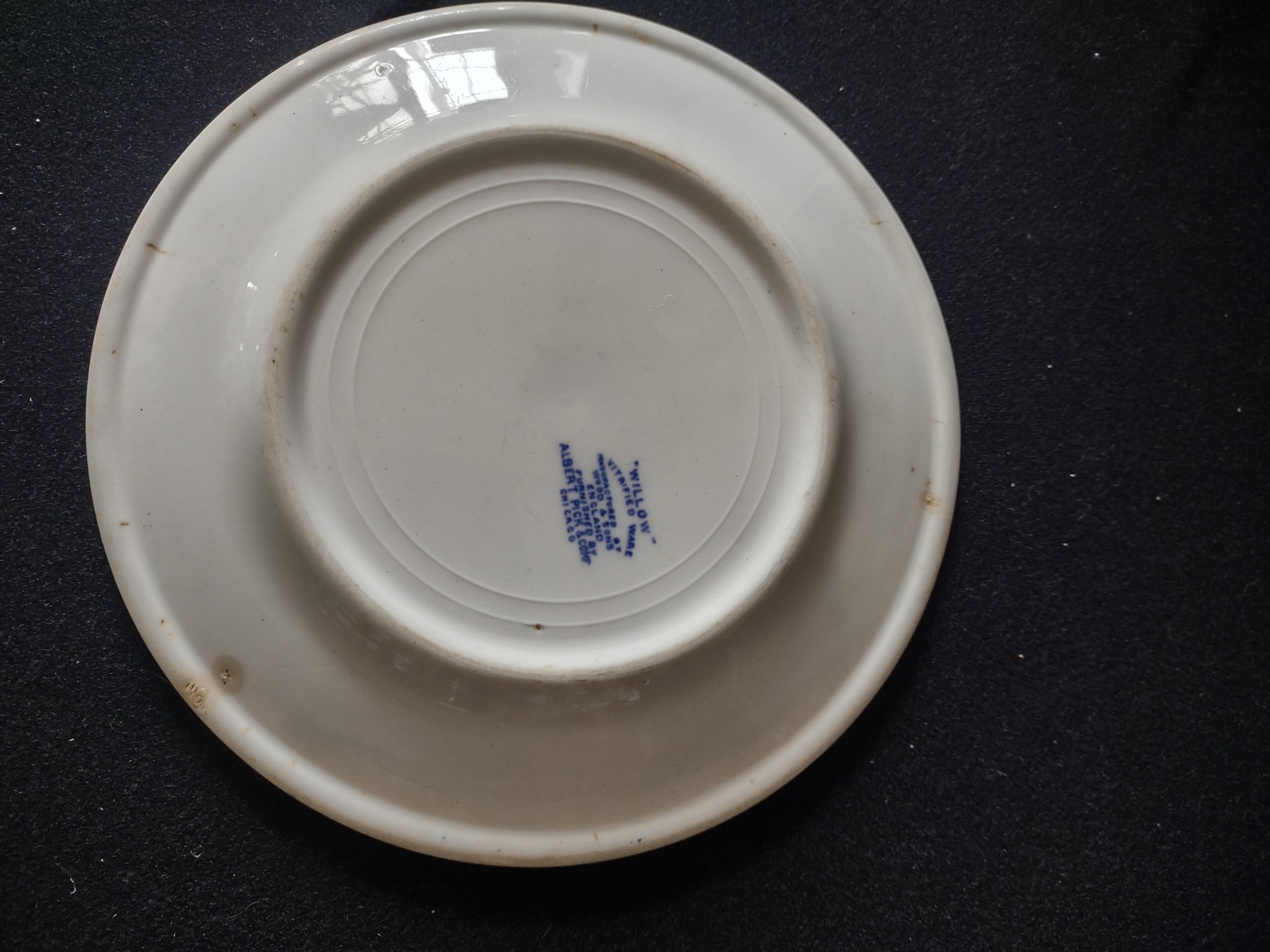 Vintage Wood & Sons Luncheon Plate Willow Blue White IMPERFECT (Lot 5589)