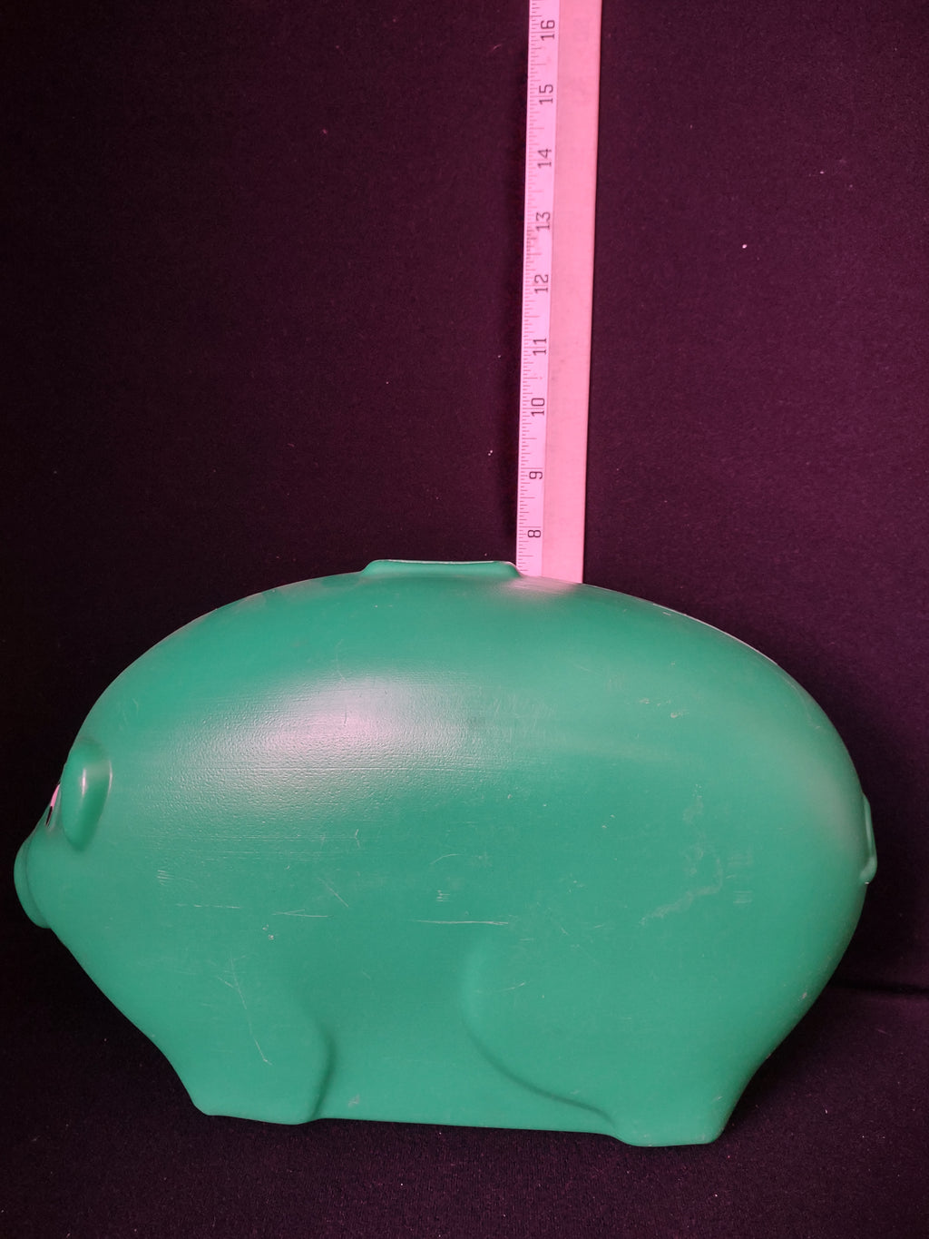 Vintage Blow Mold Green Pig Coin Piggy Bank Holds $800 Worth Quarters (lot 2677c