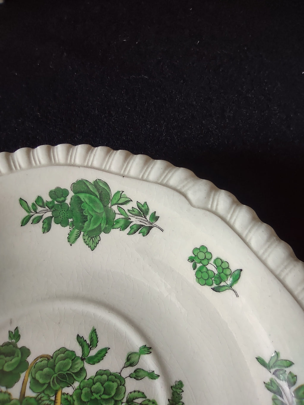 Vintage Spode Teacup Saucer Green Basket Ironstone English Countryside (Lot 5796
