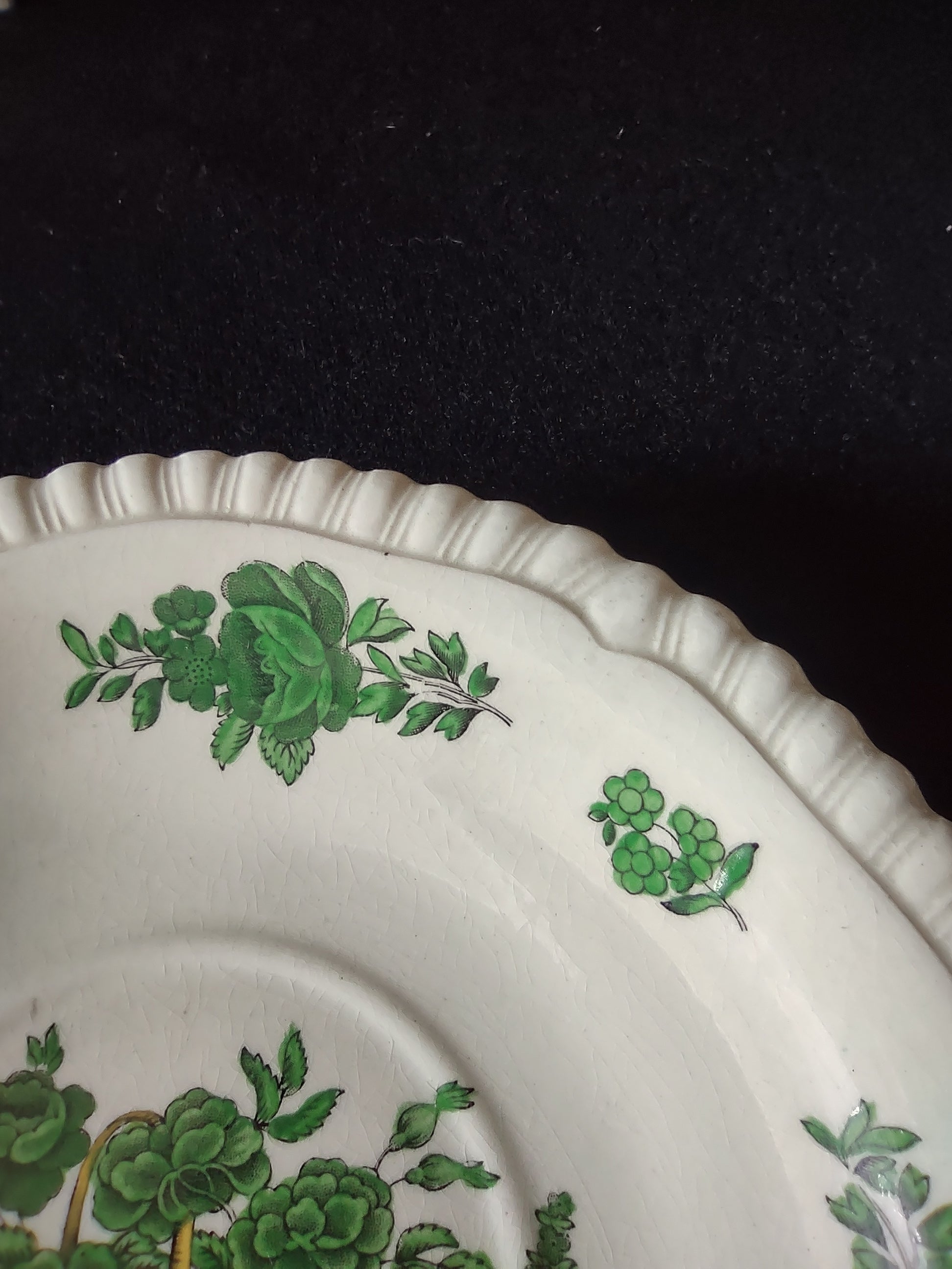 Vintage Spode Teacup Saucer Green Basket Ironstone English Countryside (Lot 5796