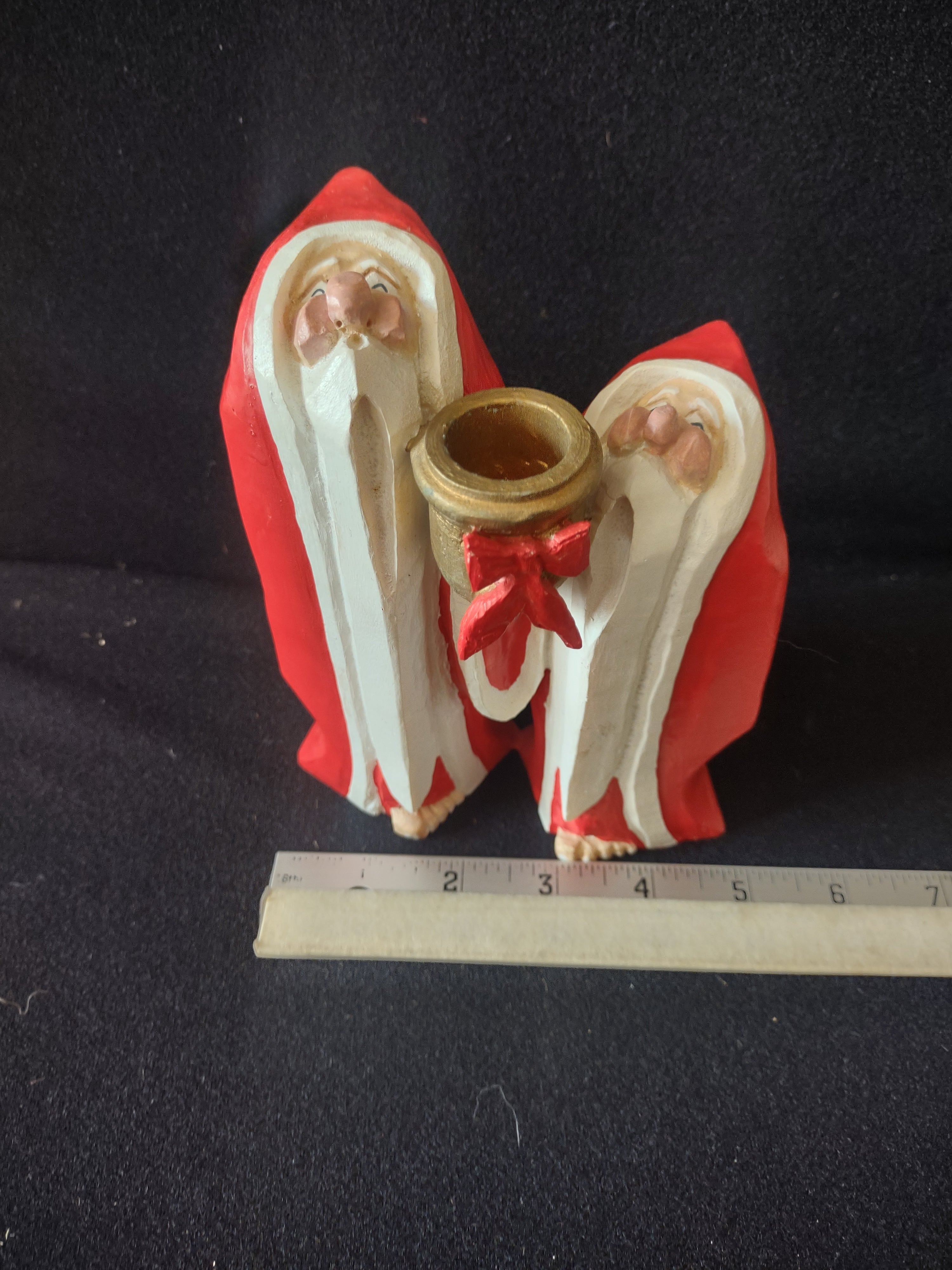 Vintage Christmas Department 56 Two Barefoot Santas Taper Candle Holder (Lot4551