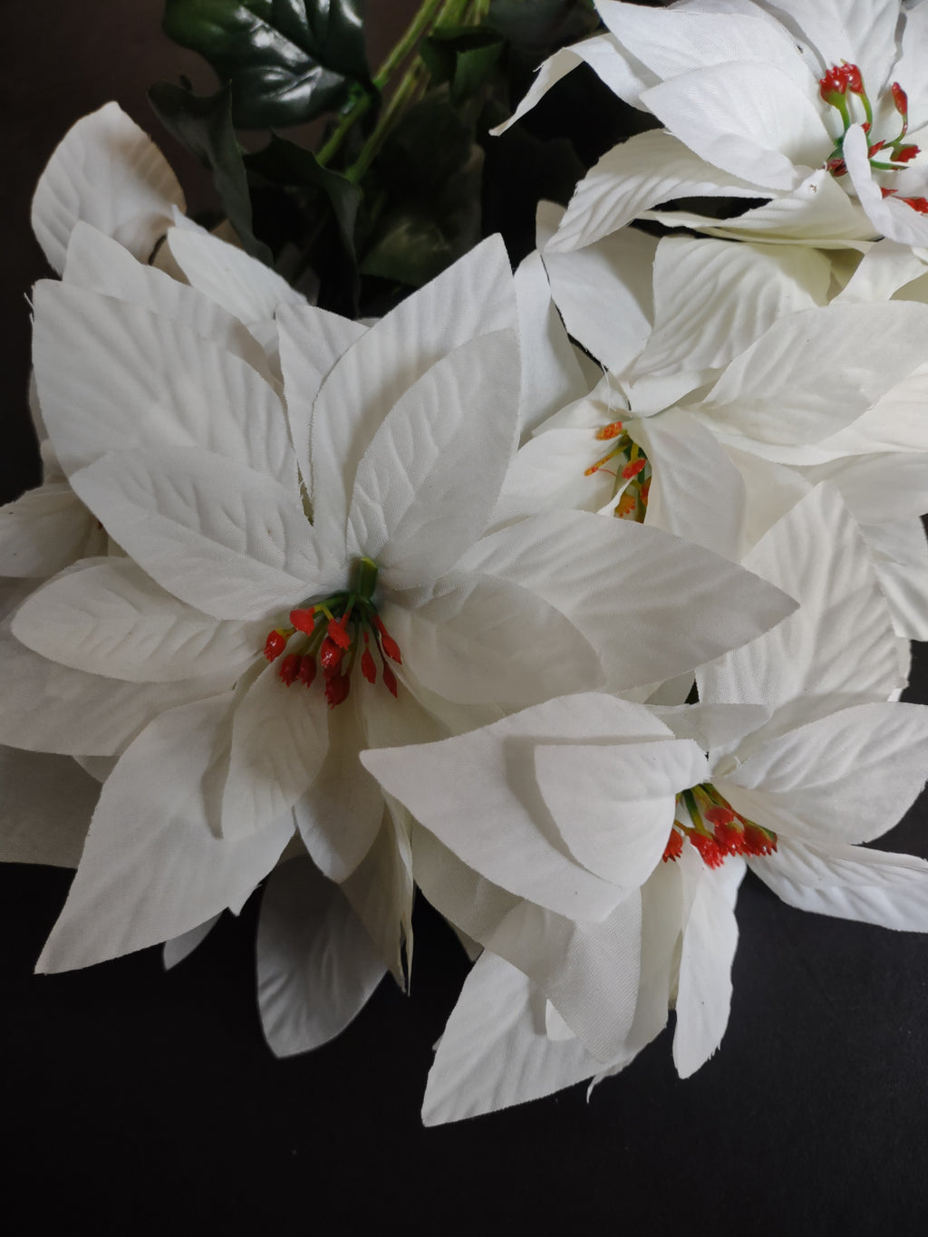 Christmas Lot Artificial Flower Poinsettia White 12 stems 17" Long (Lot 3342)