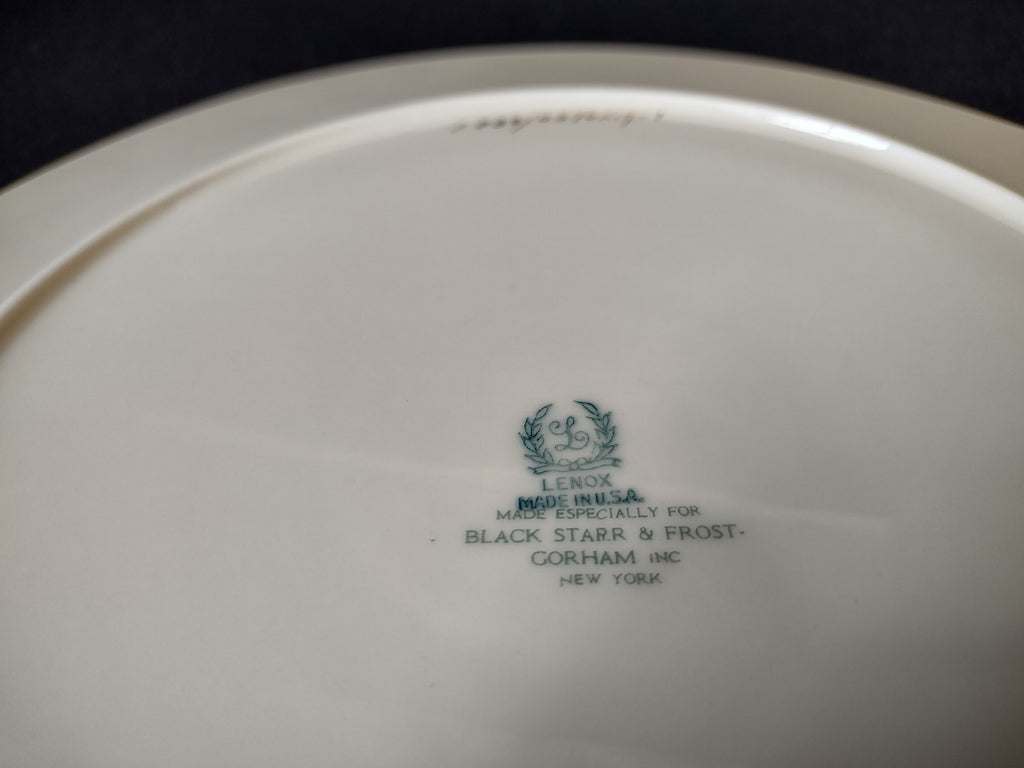 Vintage Lenox Blue Rim Black Starr & Frost Gorham Dinner Plate (lot 1797)