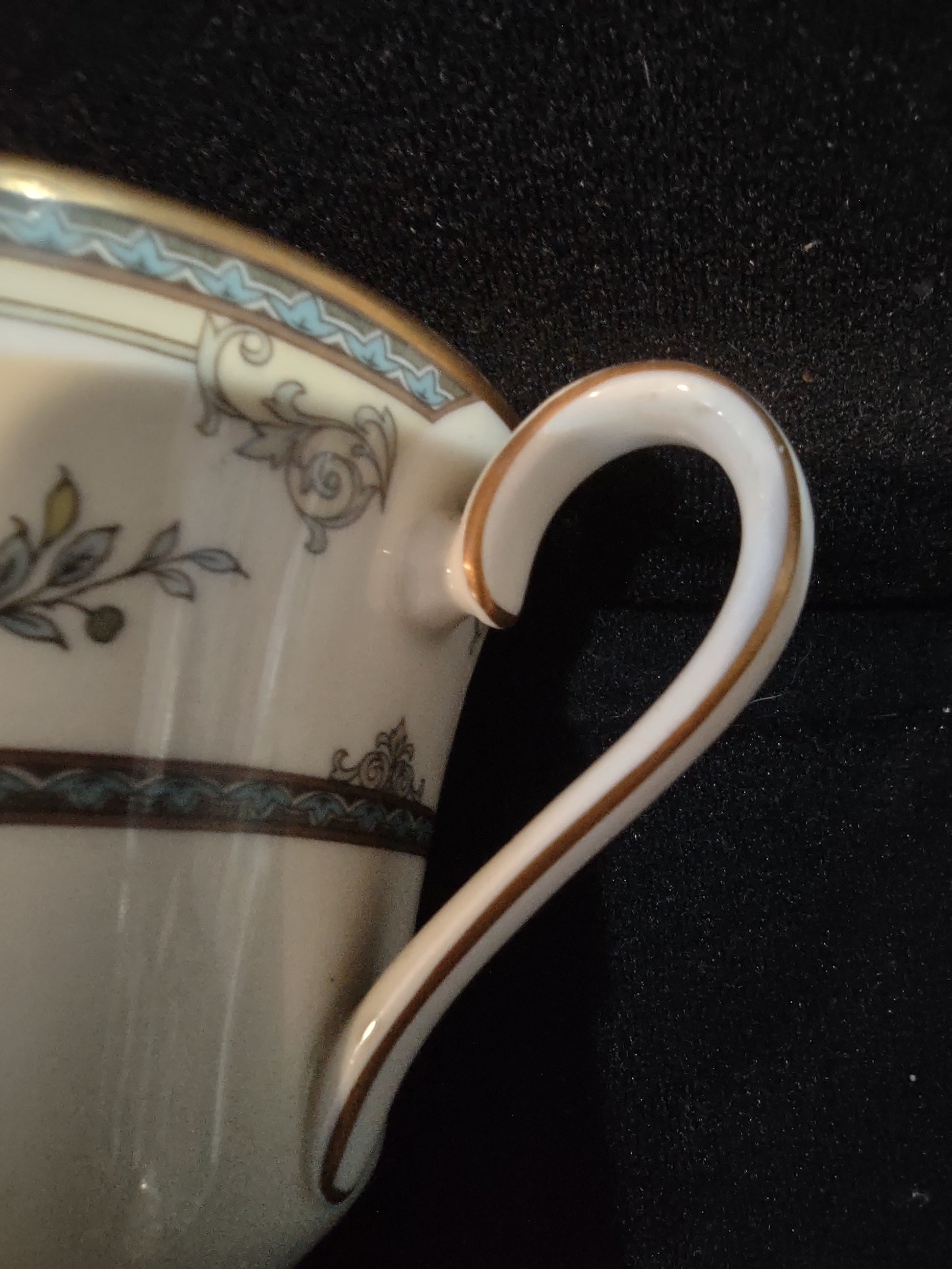 Vintage Minton Stanwood Teacup Saucer Bone China Blue Orange Green (Lot 5503)