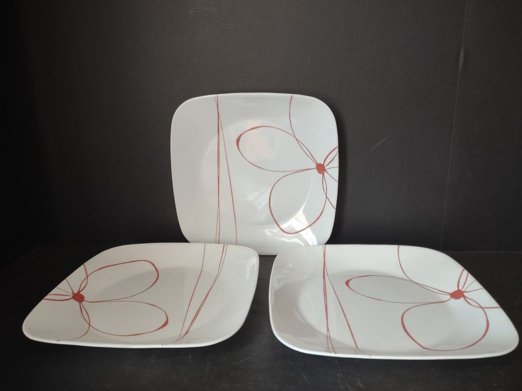 Corelle Corning Vitrelle USA Daisy Days Square Salad Luncheon Plate (lot 2916c)