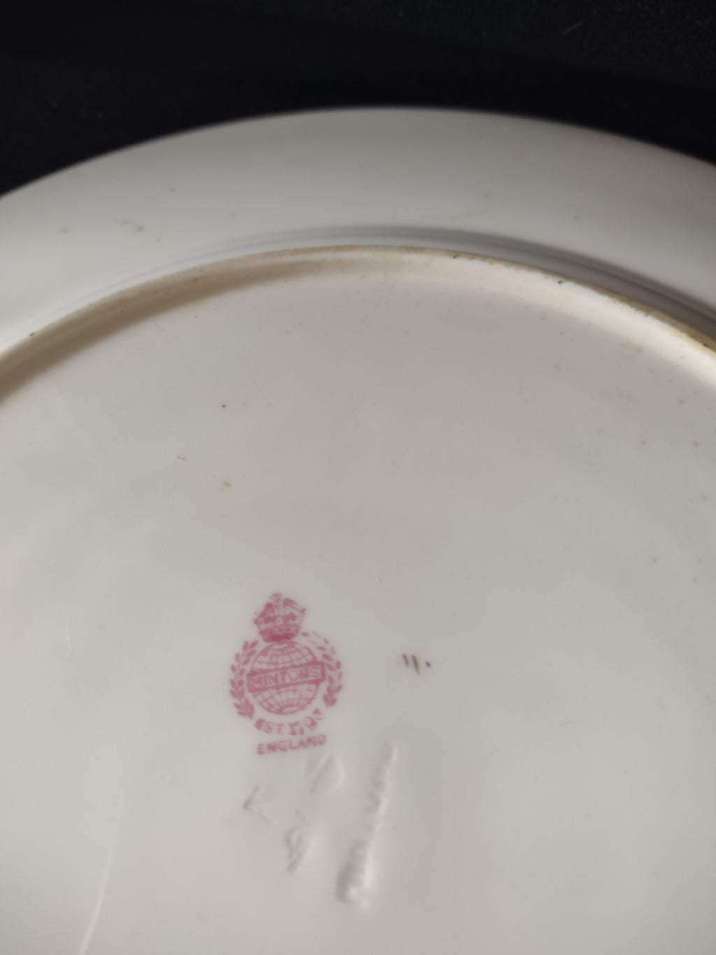 Vintage Minton Dinner Plate Bone China Floral Pink/Red Border H4769 (Lot 5454)