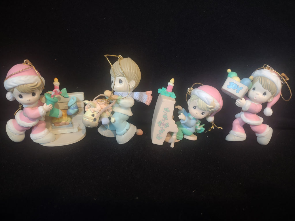 Christmas Hallmark Ornament x 4 Children Horsy Piano Fireplace (lot 2498c)