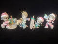Christmas Hallmark Ornament x 4 Children Horsy Piano Fireplace (lot 2498c)