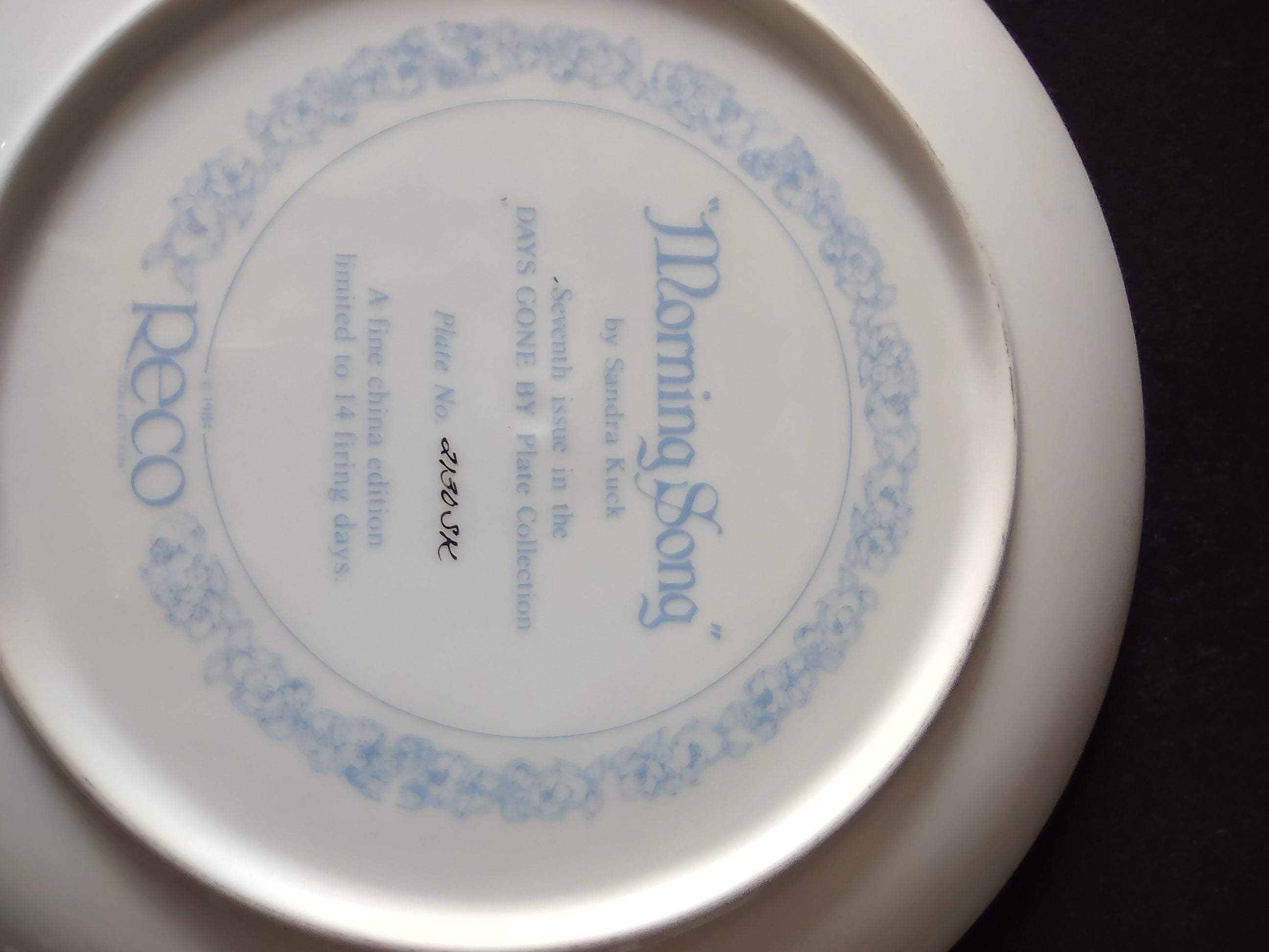 Vintage Days Gone By Collector Plate 7th Issue Morning Song (Lot 5191)