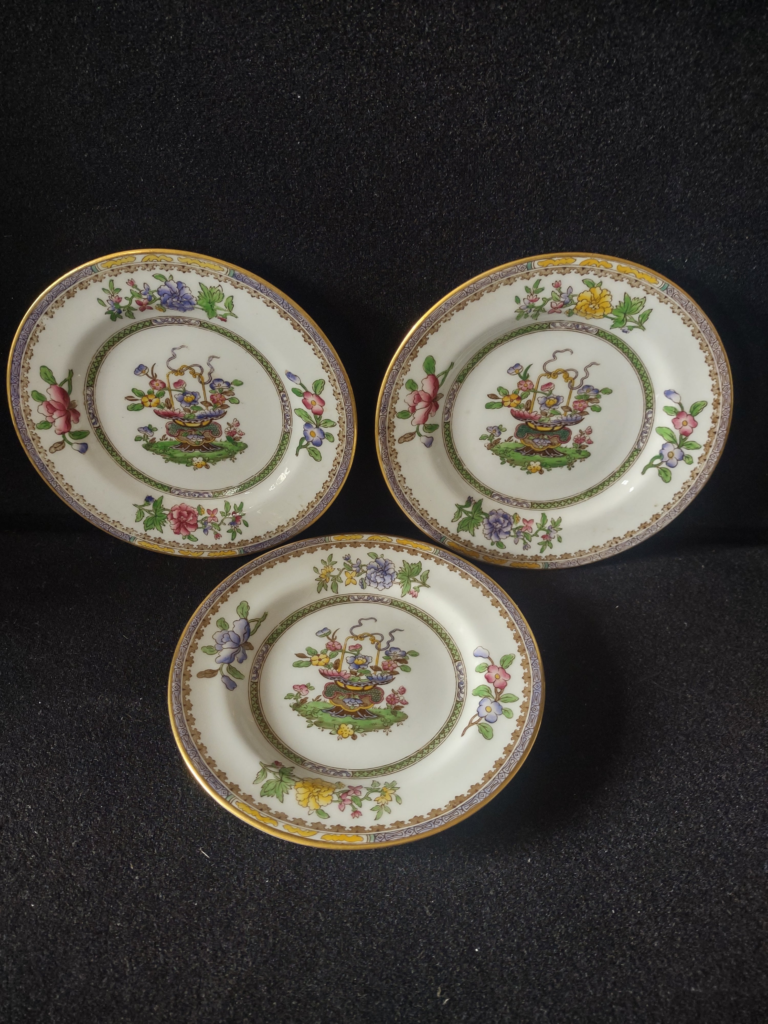 Vintage Copeland Spode Bread Butter Plate Old Bow Earthenware Set Of 3(Lot 5790)
