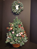 Christmas Artificial Small Tree 20" and Wreath 9" Victorian Pink Decor (lot 1242