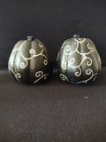 Halloween Resin Black Glitter Scroll 7" Pumpkin Set of 2 (Lot 3343)