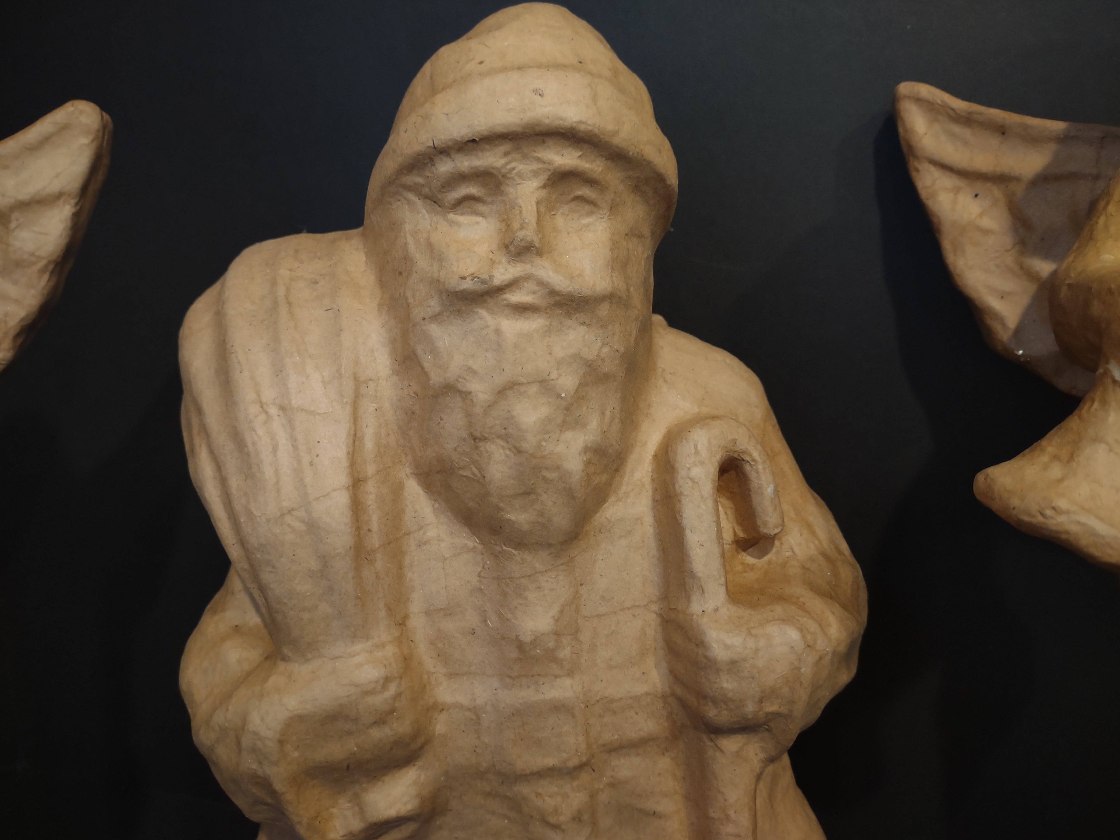 Christmas Paper Mache Set Angel Santa IMPERFECT (lot 1290)