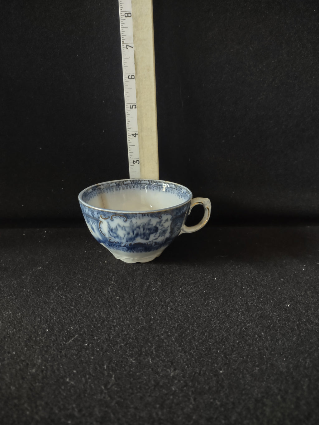 Vintage English Teacup Blue White Gold Trim REPAIRED (Lot 5577)