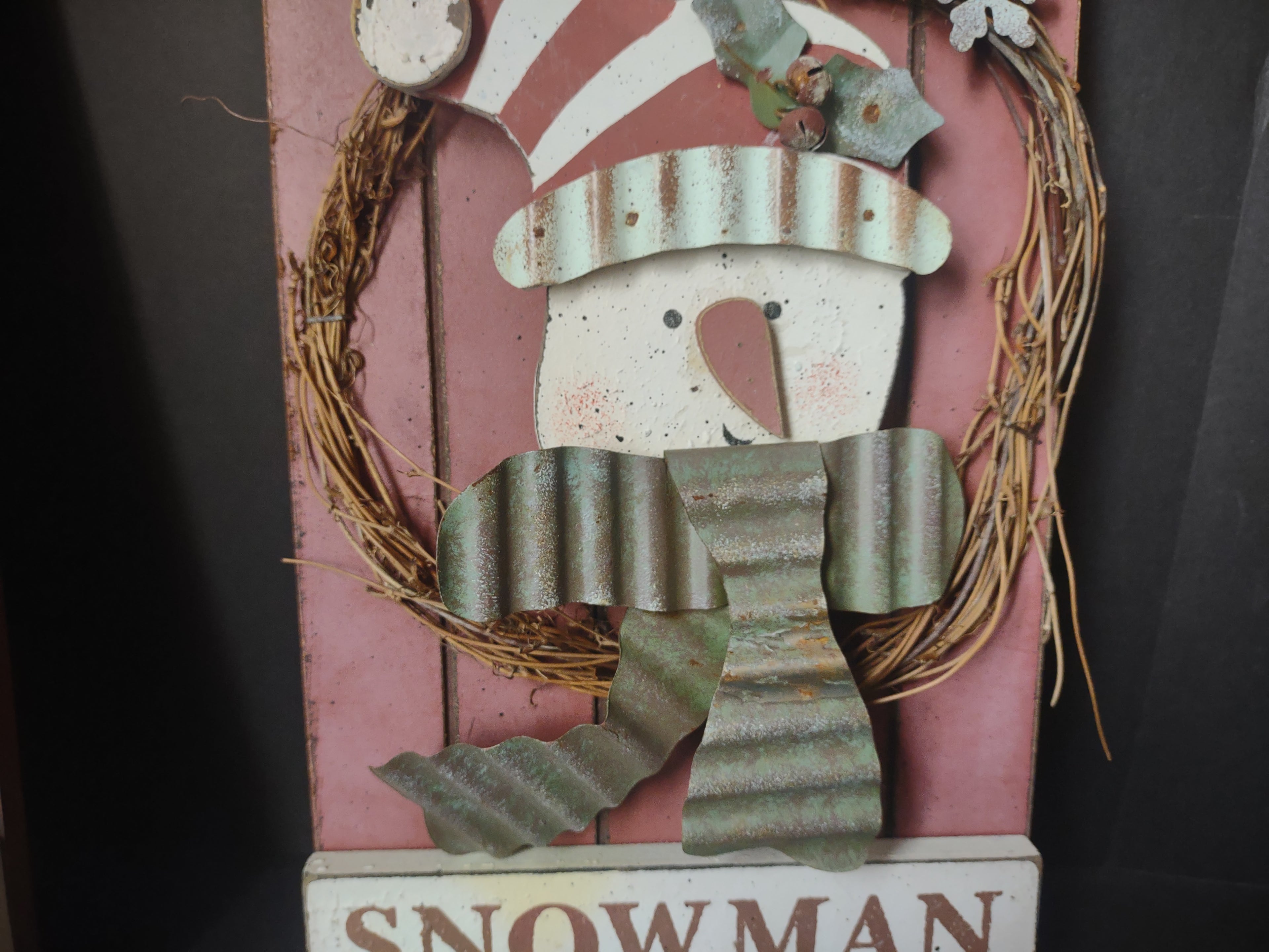 Set of 2 Christmas Welcome Snowman Signs Rustic Primitive (lot 1731)