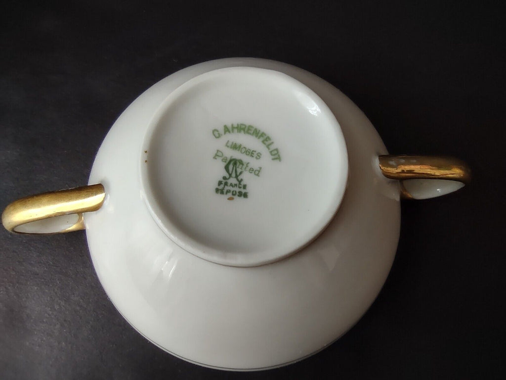 Ahrenfeldt Reizenstein Limoges Rose Gold Trim Bouillon Cup & Saucer (lot 710)
