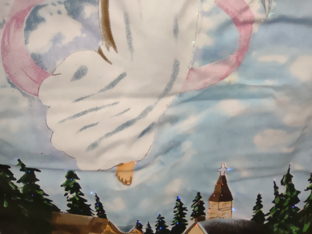 Christmas Holidays Fiber Optic Light Up Angel Blue Tapestry (lot 1253)