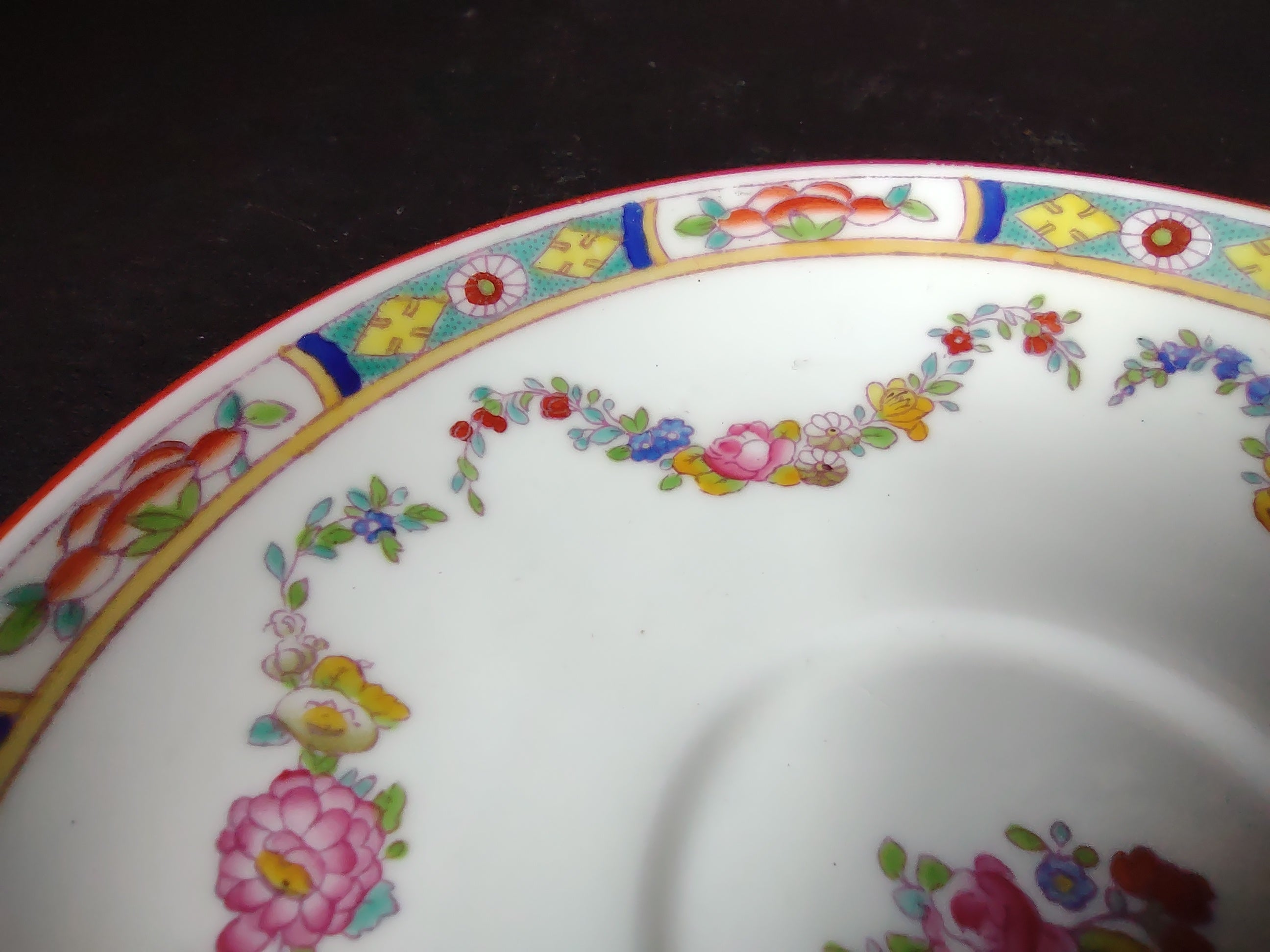 Vintage Minton Rose Garland Swag Boullion Saucer Bone China England (lot 5479)