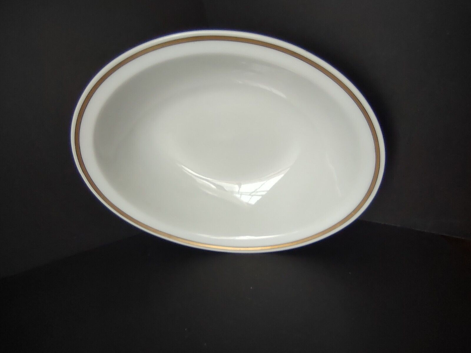 Haviland Limoges 10" x 8-1/4" White Serving Bowl Black & Gold Trim (lot 681)