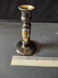 Vintage Japanese Etched Lacquered Metal Candlestick Gold Silver Pagoda (Lot 5317