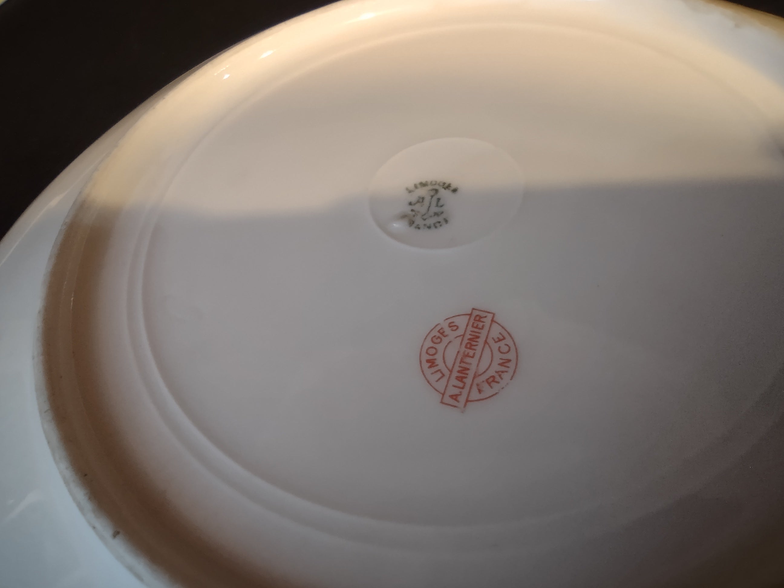 A L Limoges Set Luncheon & Dessert Plate Blue Daisy Flower (lot 1086)