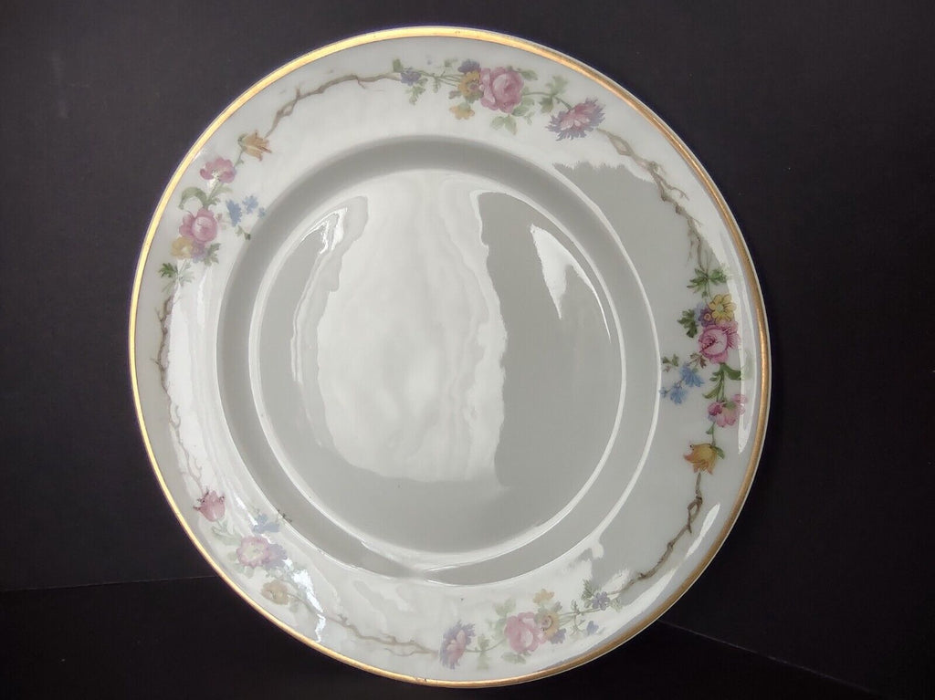 Vintage GDA Limoges Gold Trim Dessert Plate Summer Flower Garland (lot 690)
