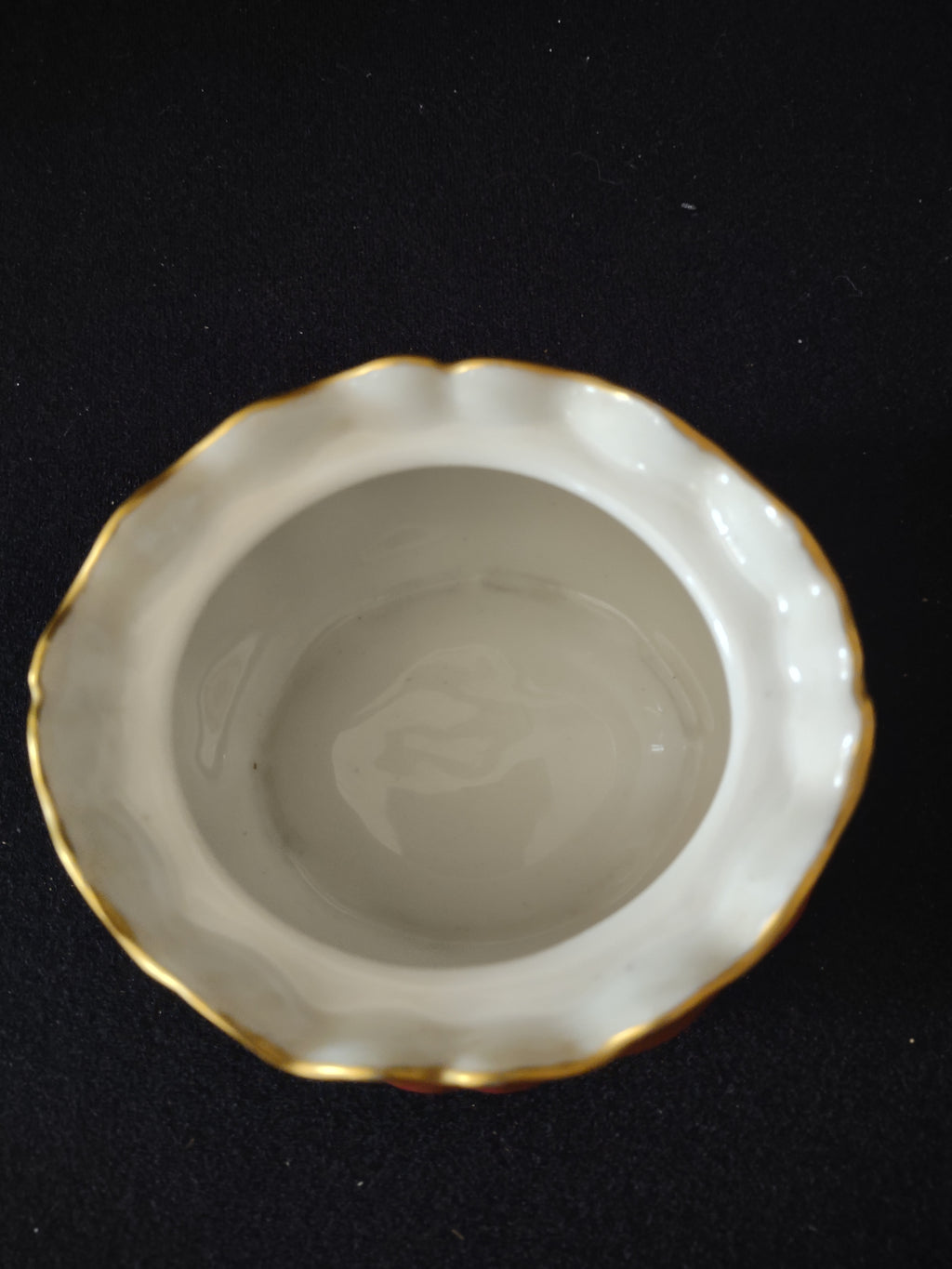 Vintage Limoges French Chic Sugar Bowl Red White Gold Pattern (Lot 3821)