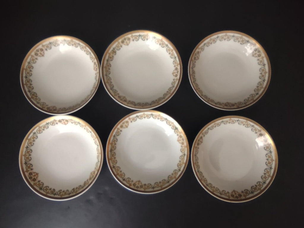 Haviland Limoges 6 x Coupe 5" Plate Four Leaf Flower Green Red (lot 528)