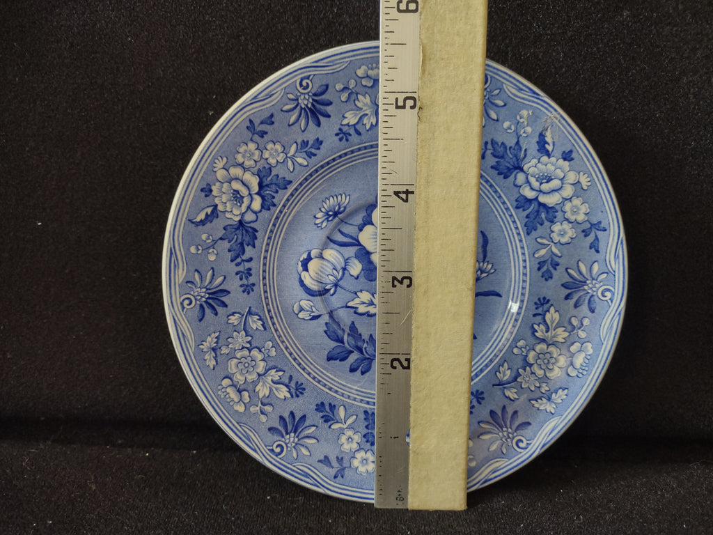 Spode Blue & White Room Saucer Botanical Vintage English Transferware (lot 5845)