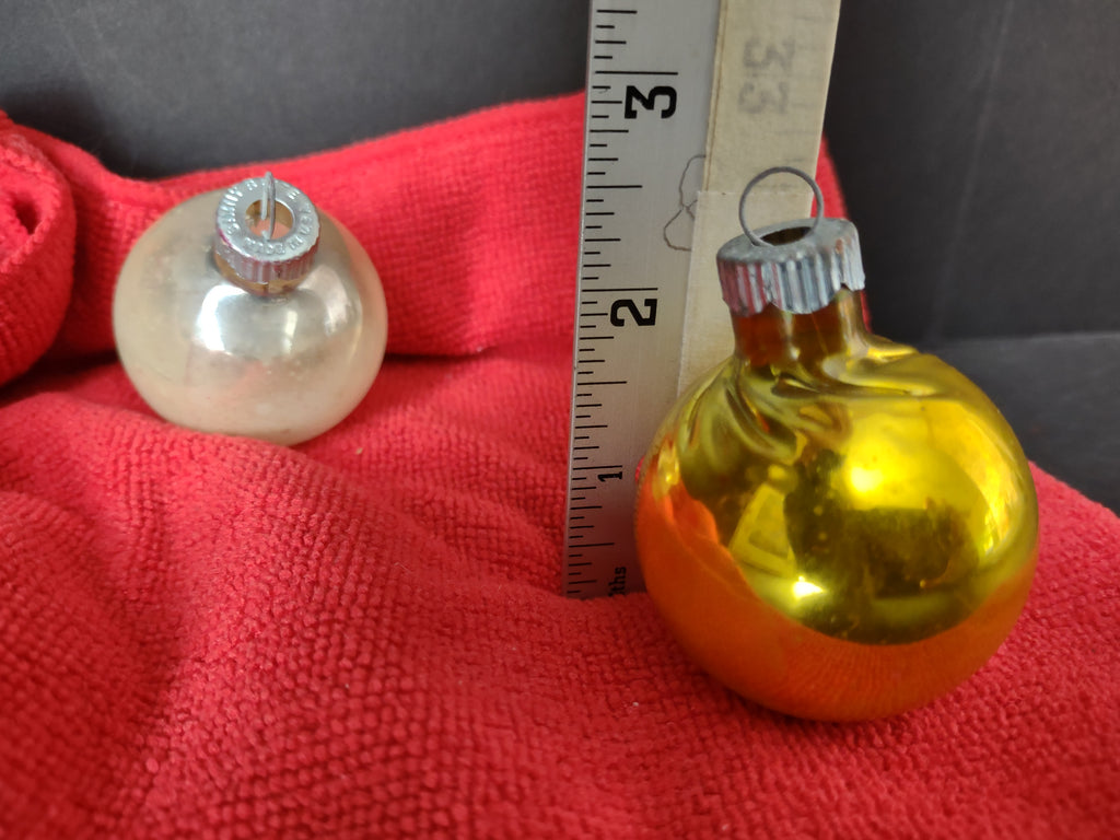 Vintage Christmas Ornament Bulb x 2 Shiny Brite 1-3/4" IMPERFECT (lot 3458)