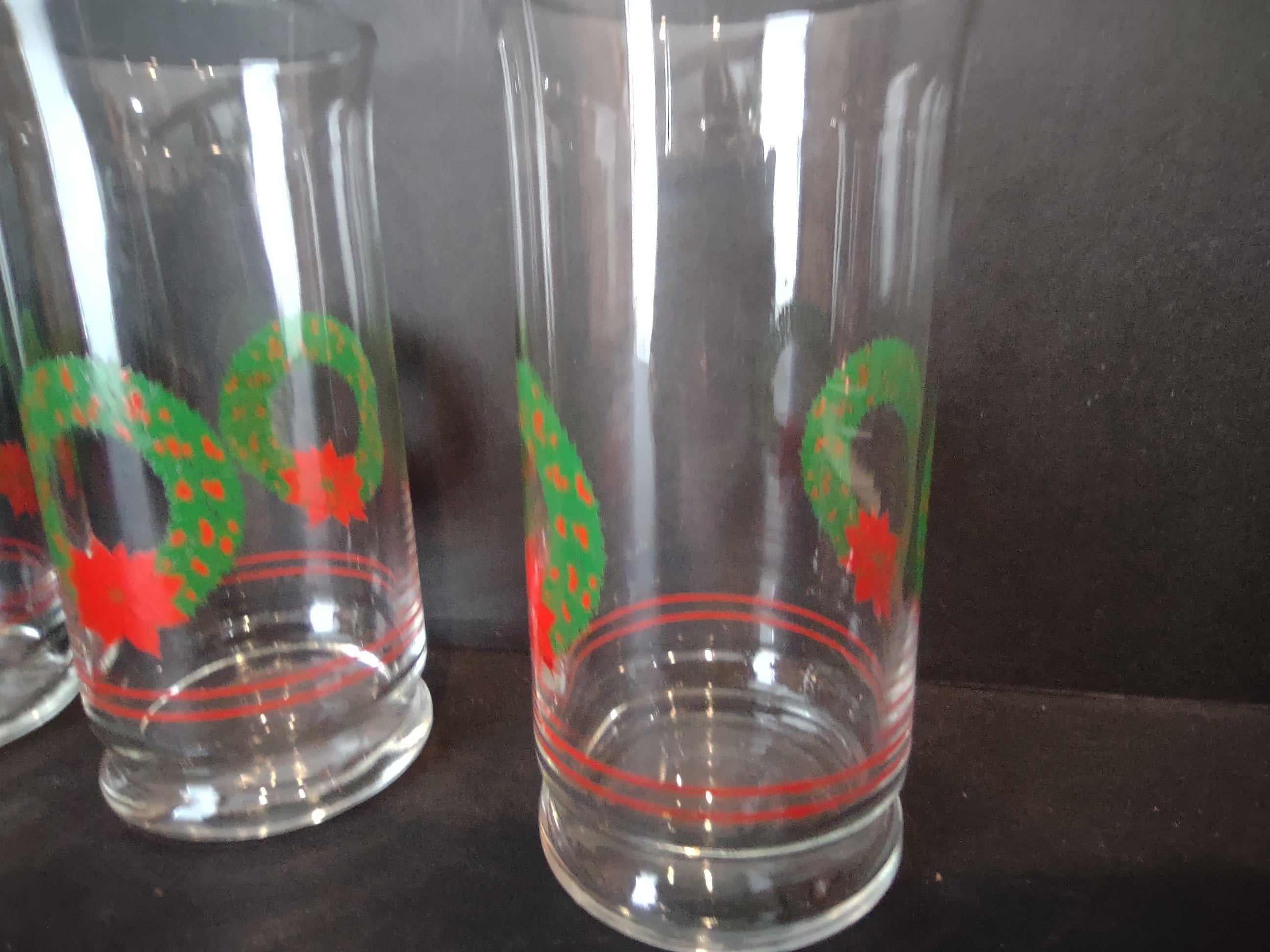 Christmas Glass Libbey Holly Water & Arby Dessert Parfait (lot 1209)