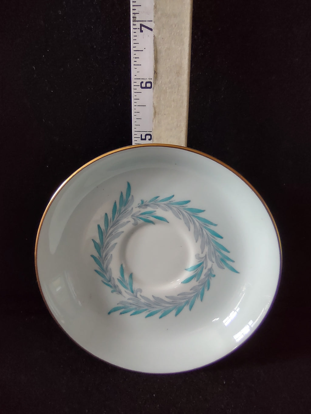 Vintage Minton Malta Blue Demitasse Saucer Bone China Turquoise Gray (Lot 5515)