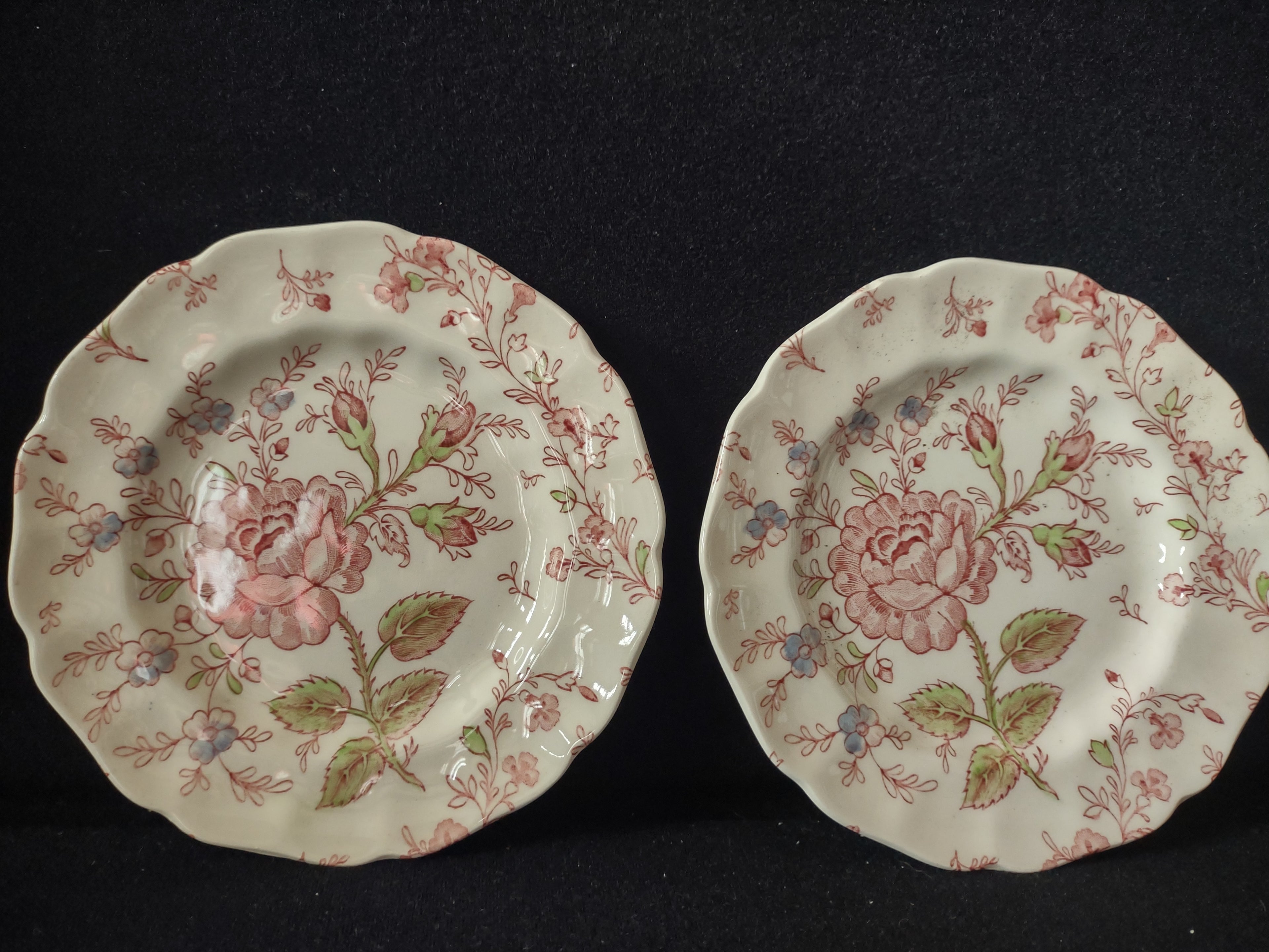 Vintage Johnson Brothers Black Stamp Small Plate x 2 Chintz (lot 5700)