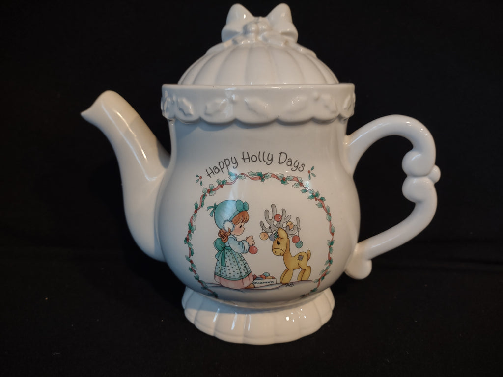 Vintage Teapot Happy Holly Days Precious Moments 1994 Enesco (lot 2593c)