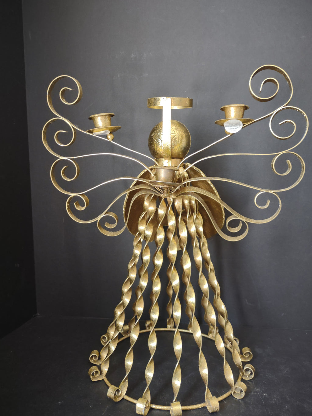 Christmas Golden Angel Metal Candle Holder 15" (lot 2720c)
