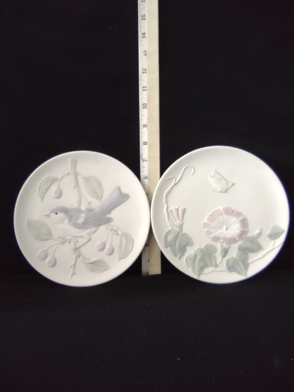 Vintage Crowning Touch Japan Bluebird Morning Glory Butterfly Plates (Lot 4011)