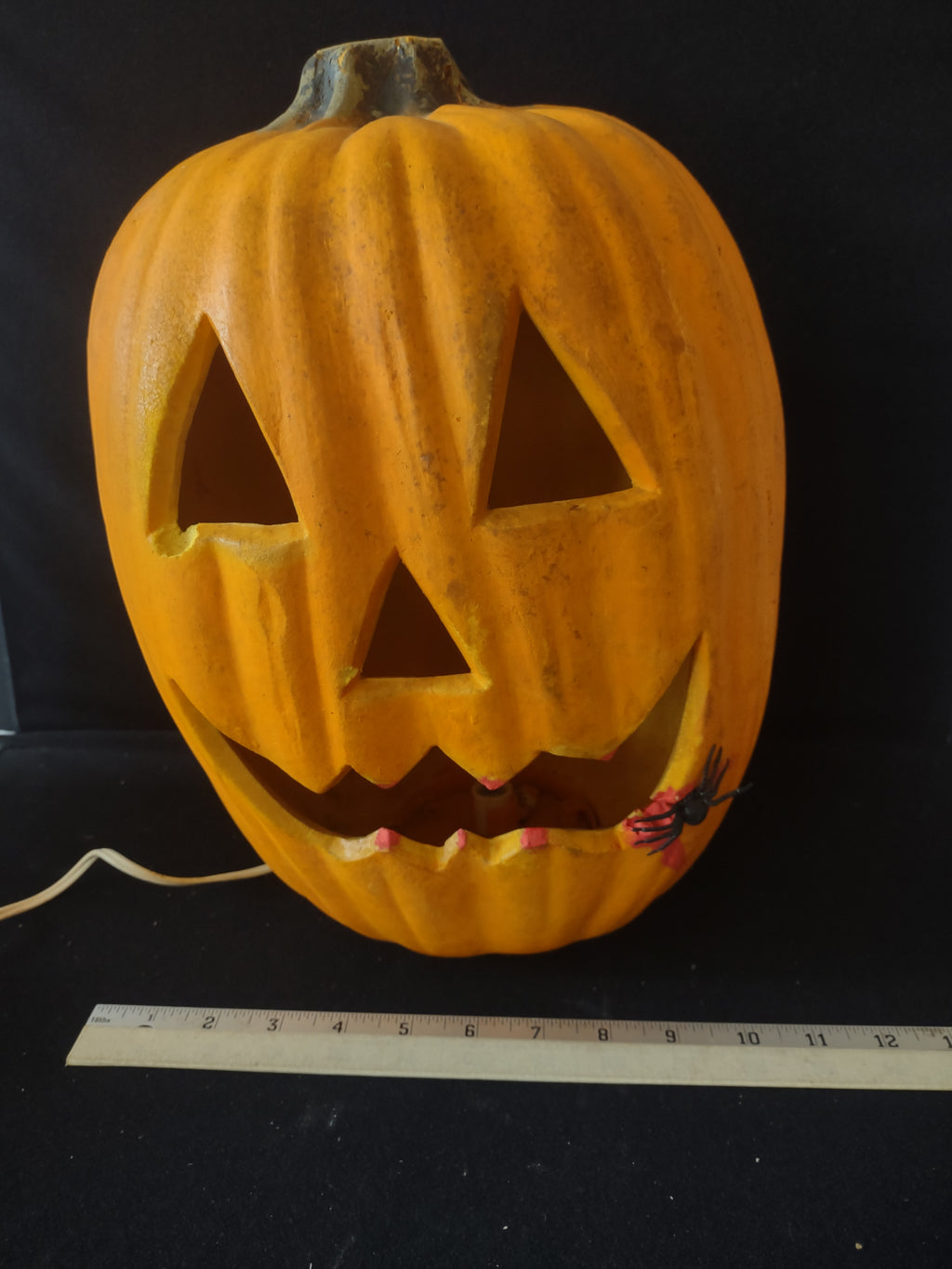 Halloween Lighted Foam Jack O Lantern Pumpkin With Spider (Lot 3395)