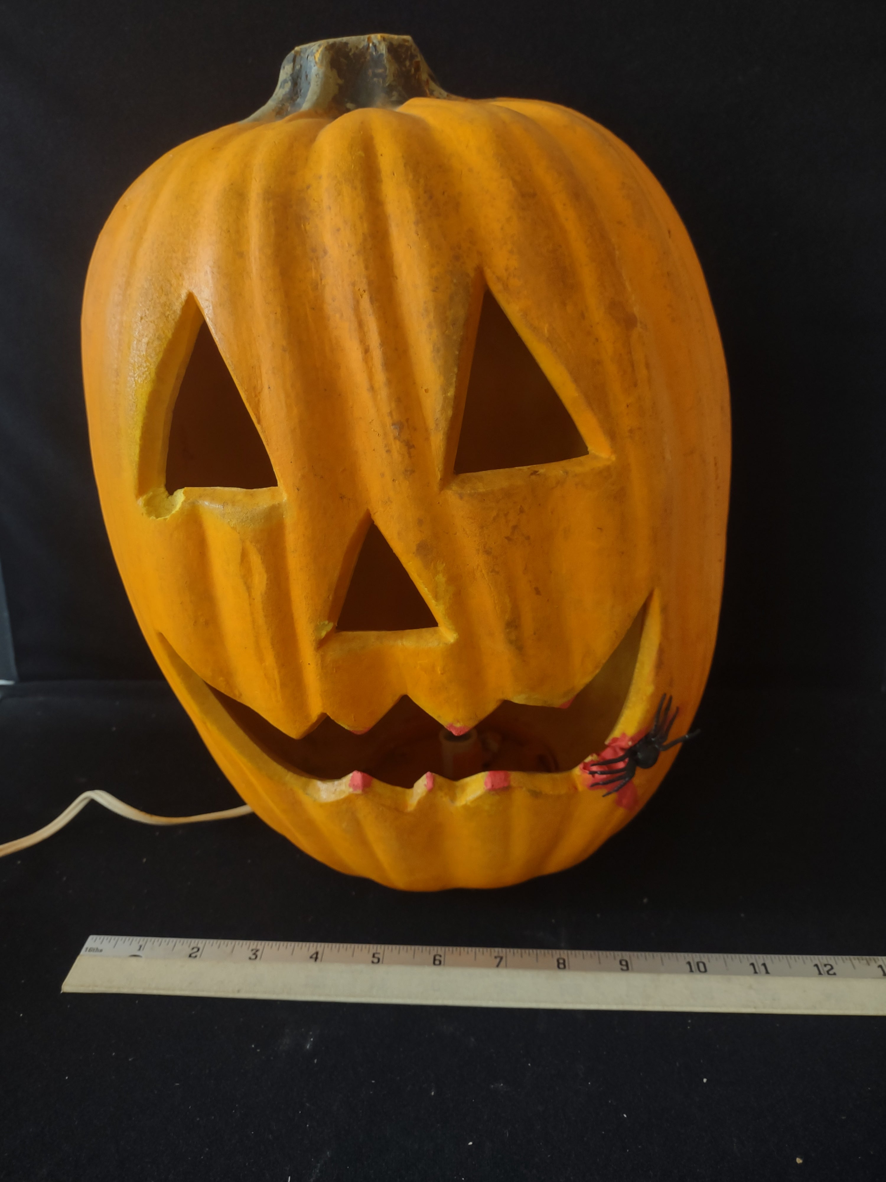 Halloween Lighted Foam Jack O Lantern Pumpkin With Spider (Lot 3395)