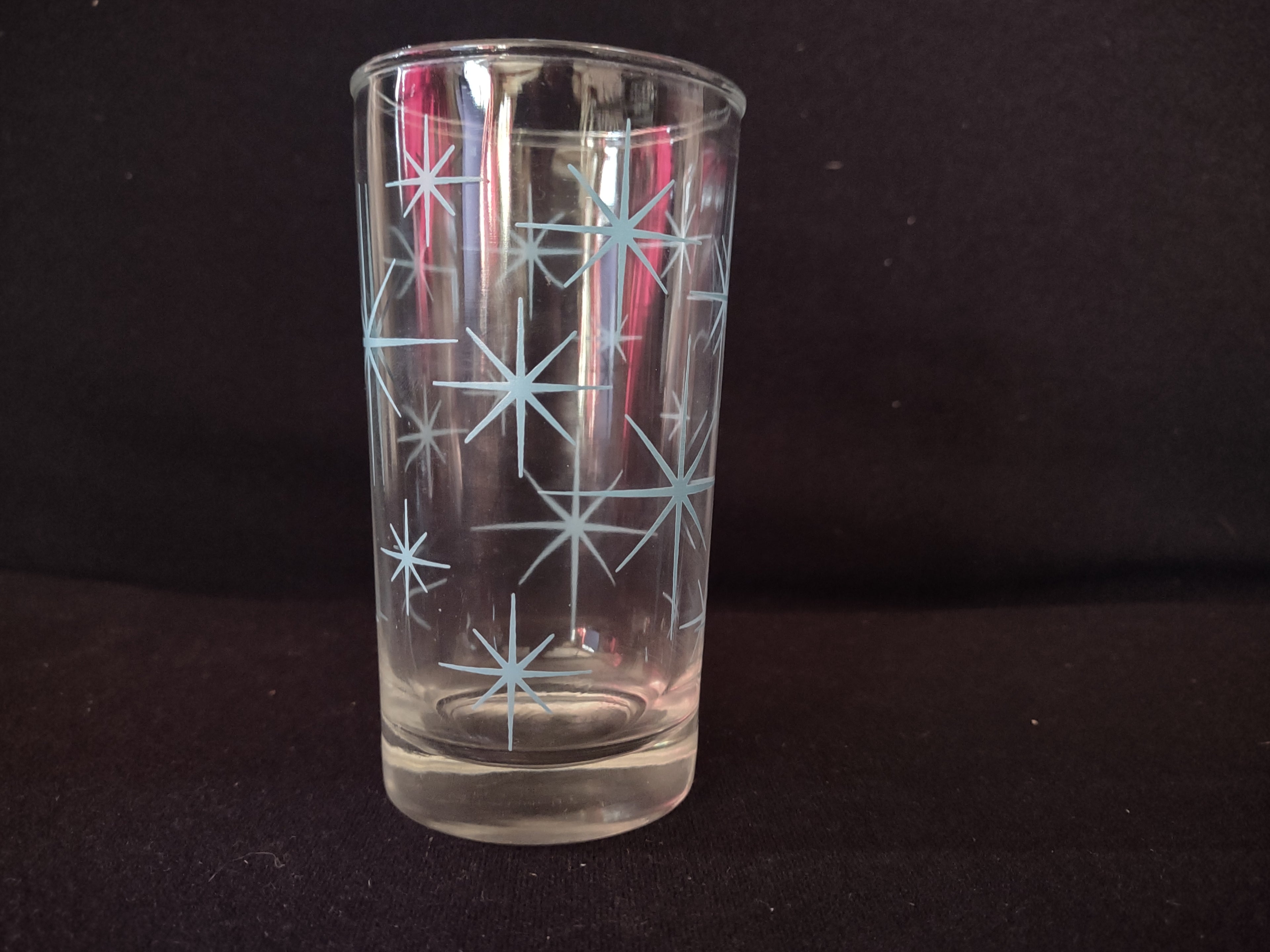 Vintage Atomic Starburst Drinking Glass Tumbler 4-3/4" (lot 5178)