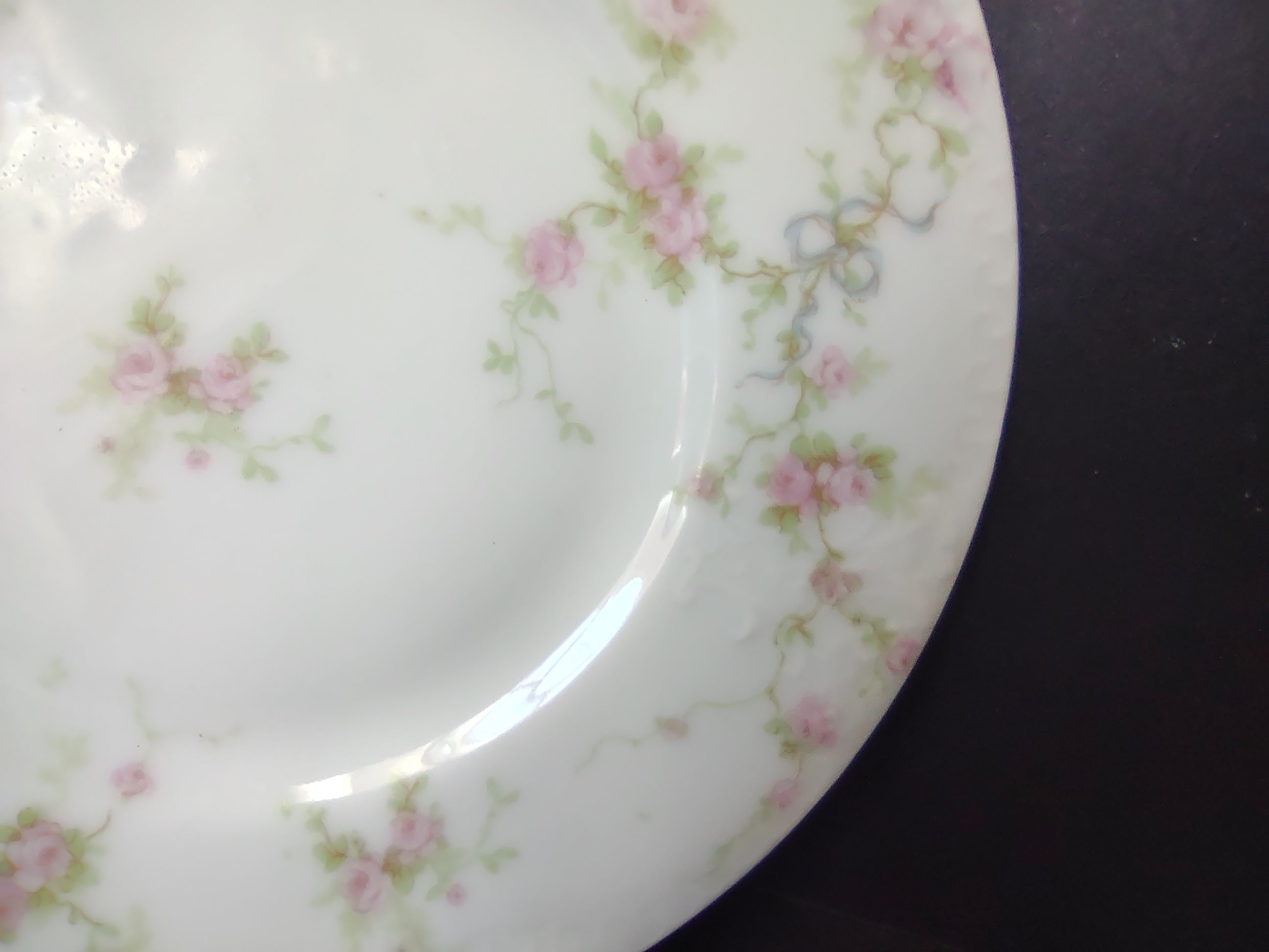 Haviland France Limoges Bread/Butter Plate Marie Blue Ribbon Rose (lot 1110)