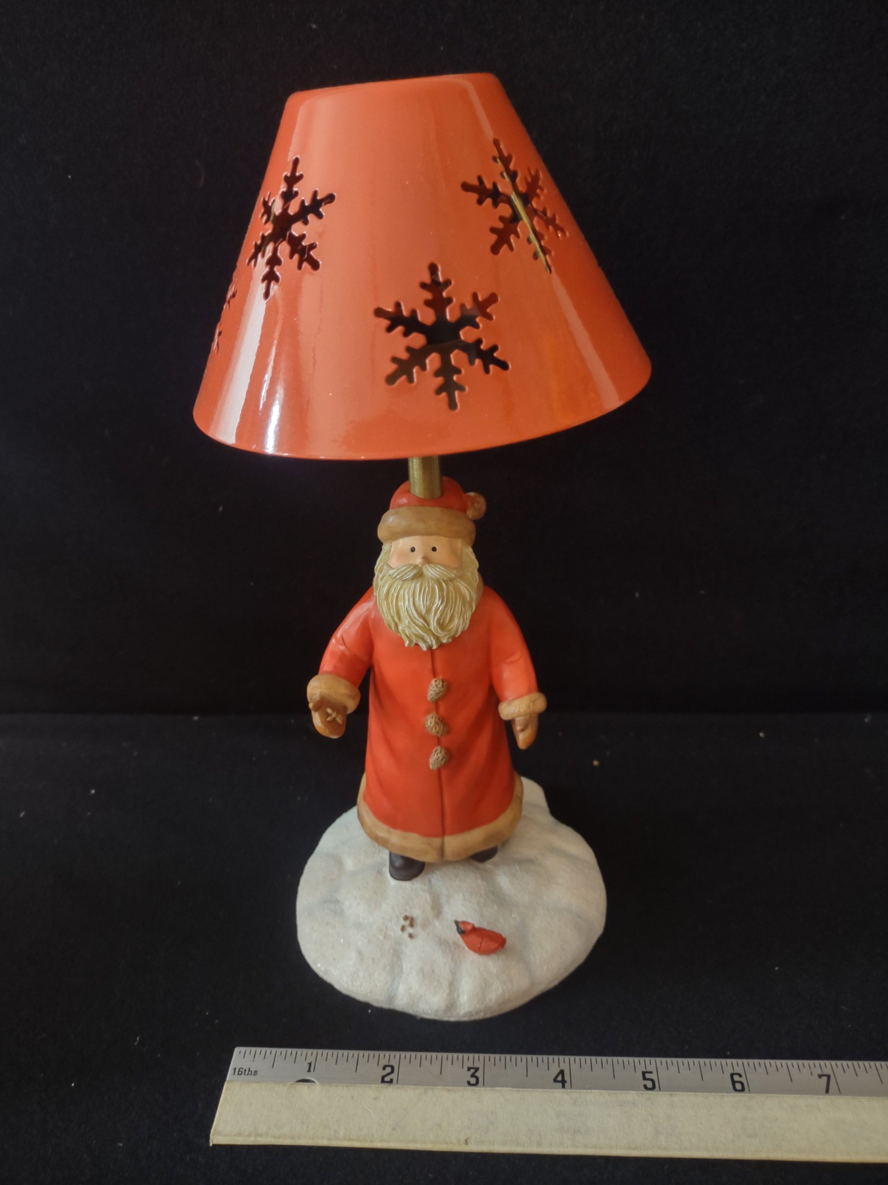 Hallmark Christmas Tea Light Santa Claus Bird Snowflake Shade Lamp (Lot 3505)