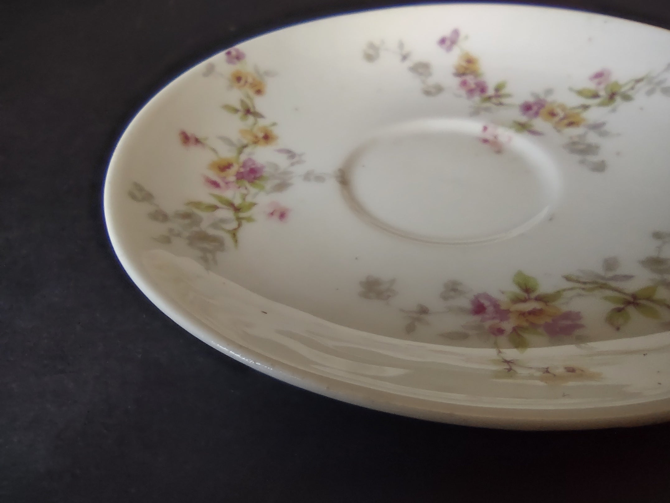 Haviland Limoges Saucer ONLY Pink Yellow Rose (lot 917)
