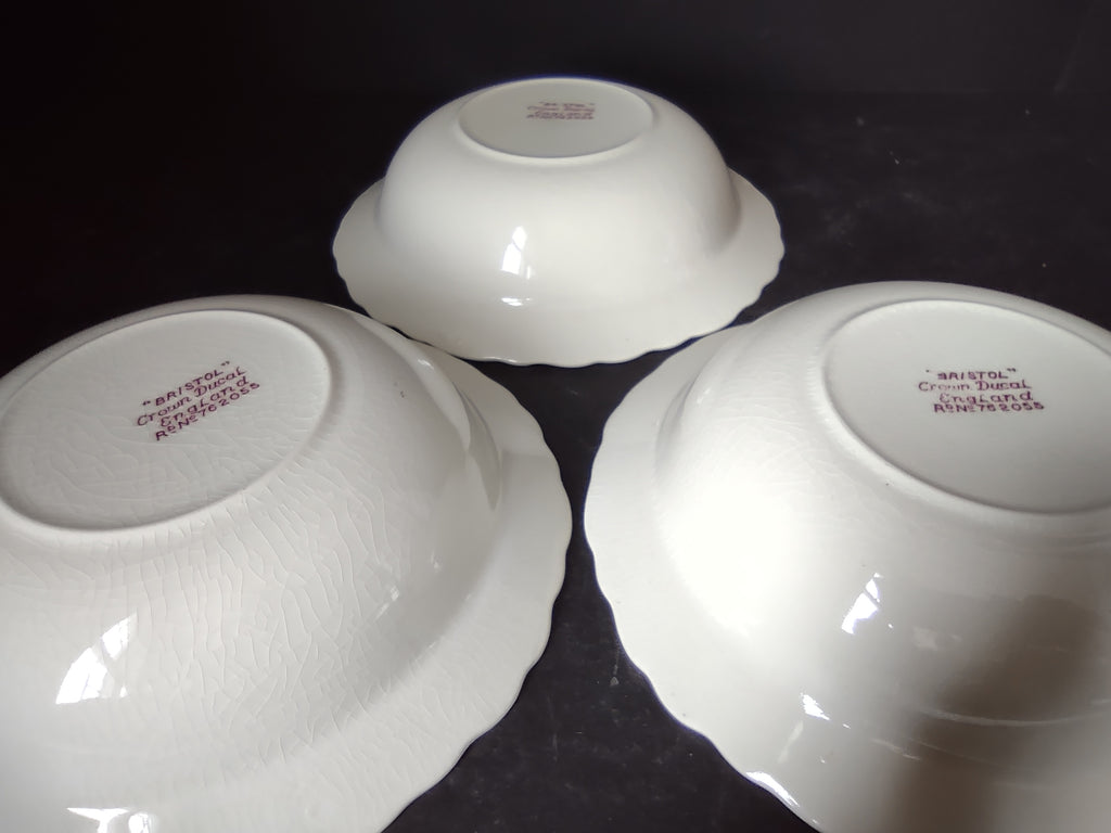 Vintage Crown Ducal England Ironstone Bristol Soup Cereal Bowl x 3 (lot 5636)