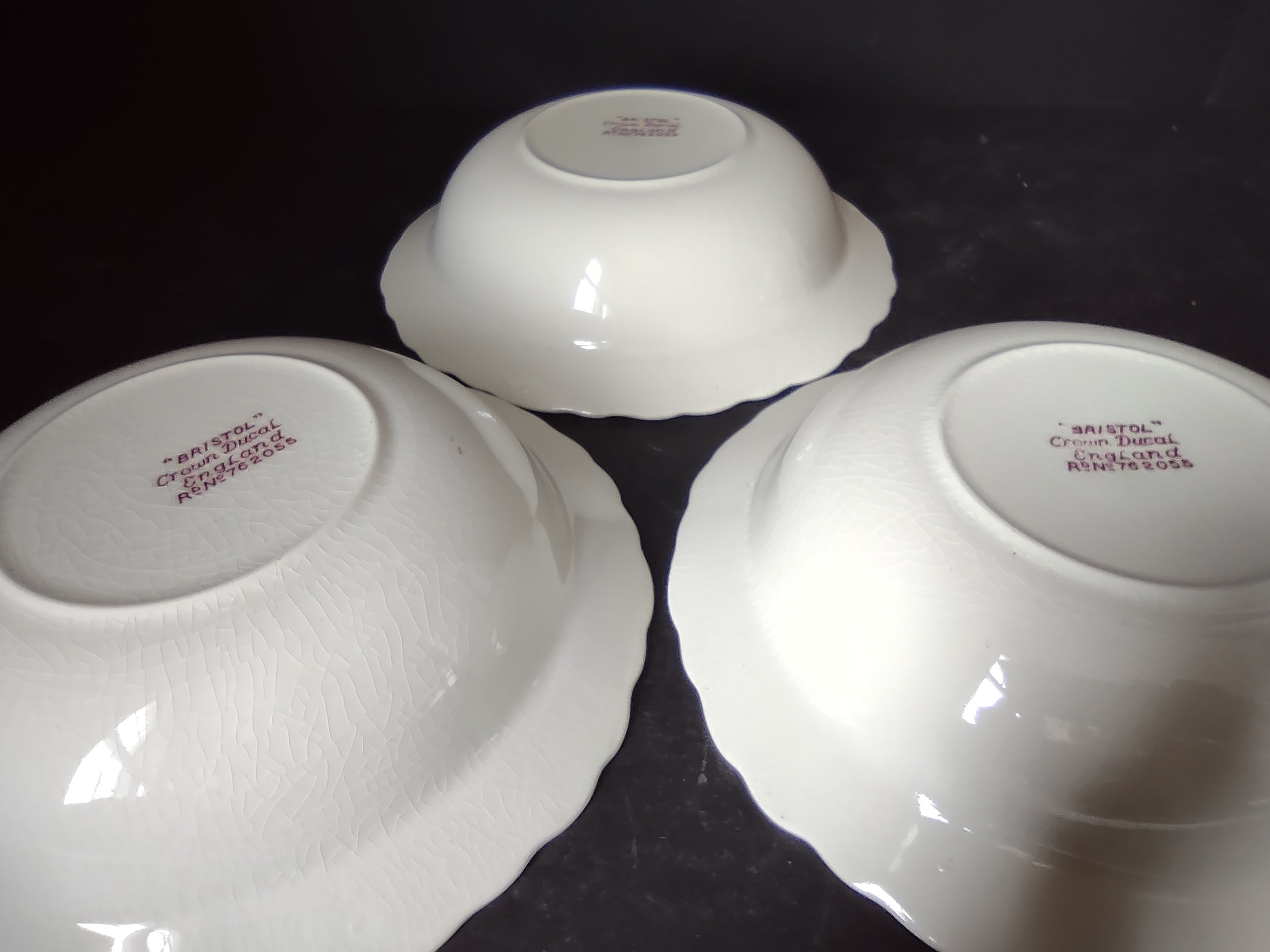 Vintage Crown Ducal England Ironstone Bristol Soup Cereal Bowl x 3 (lot 5636)