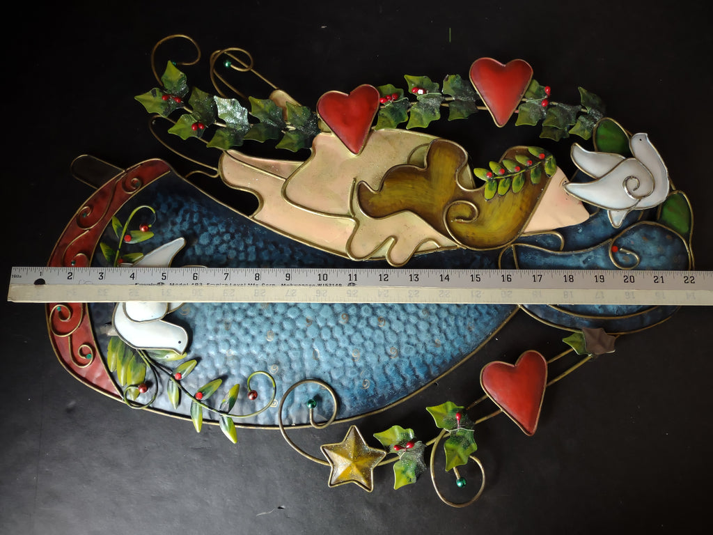 Vintage Christmas Peace Angel Metal Sign Wall Hanging 23"x14" (lot 3328)