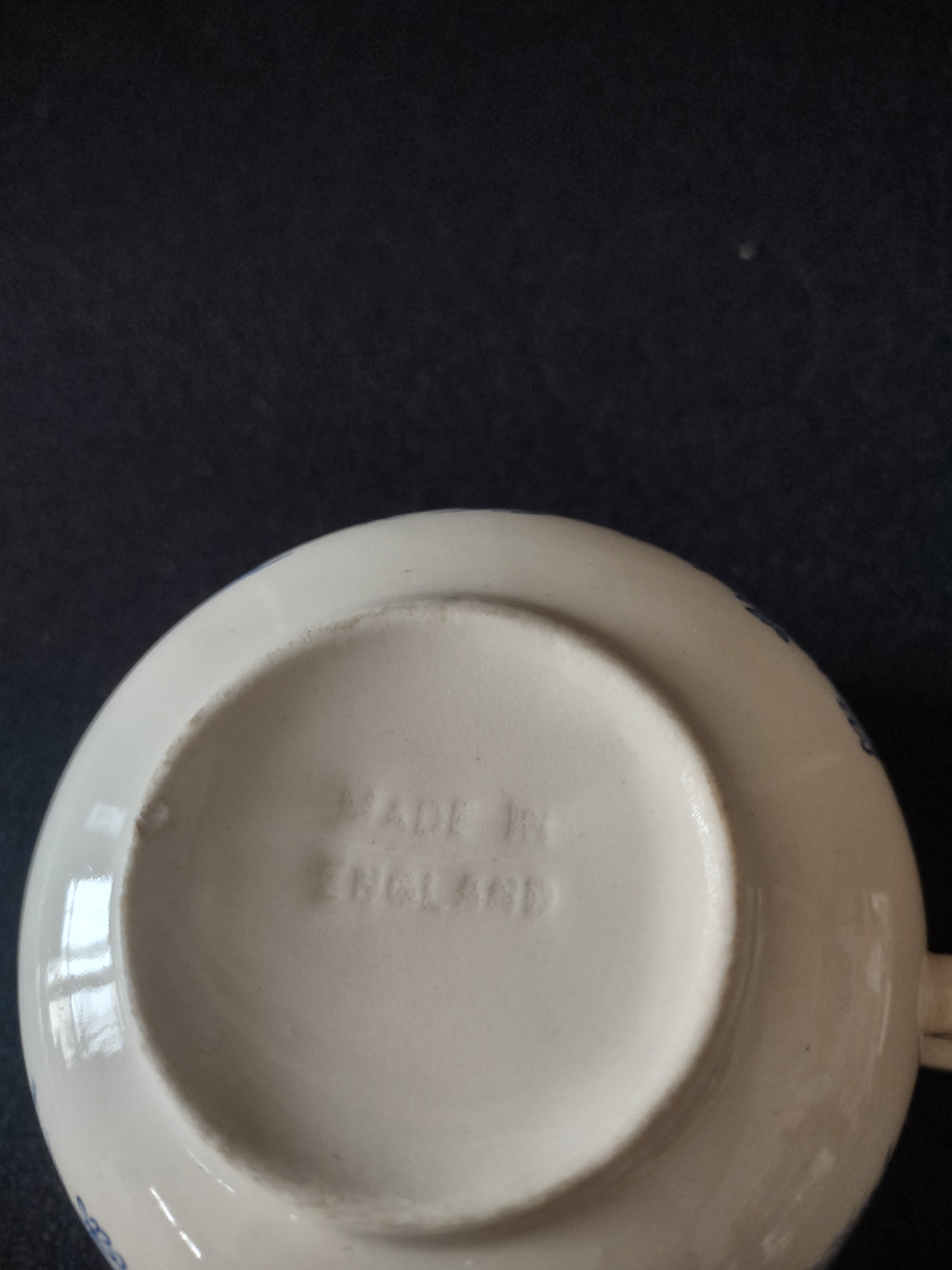Vintage Staffordshire England Teacup Ironstone Blue Landscape (Lot 5637)