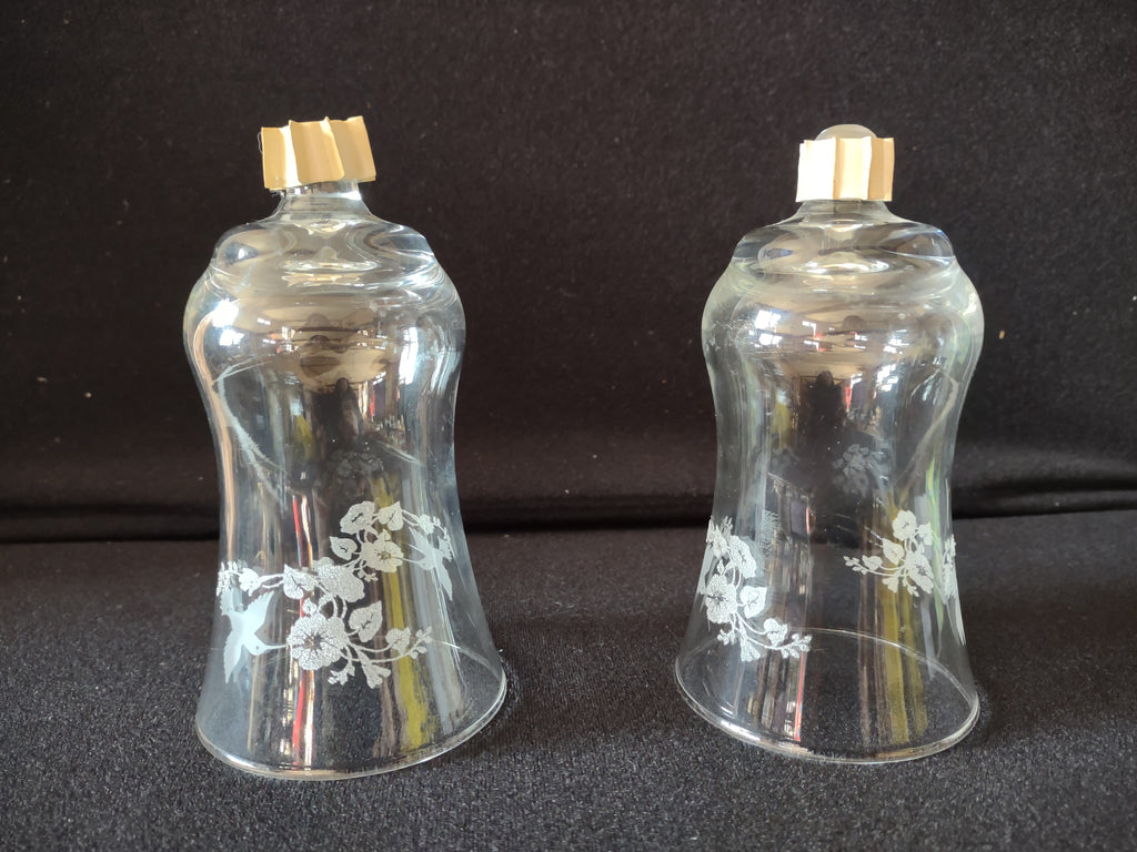 Vintage Homco Hummingbird Etched PEG Clear Sconce Votive Holder x 2 (lot 5398)