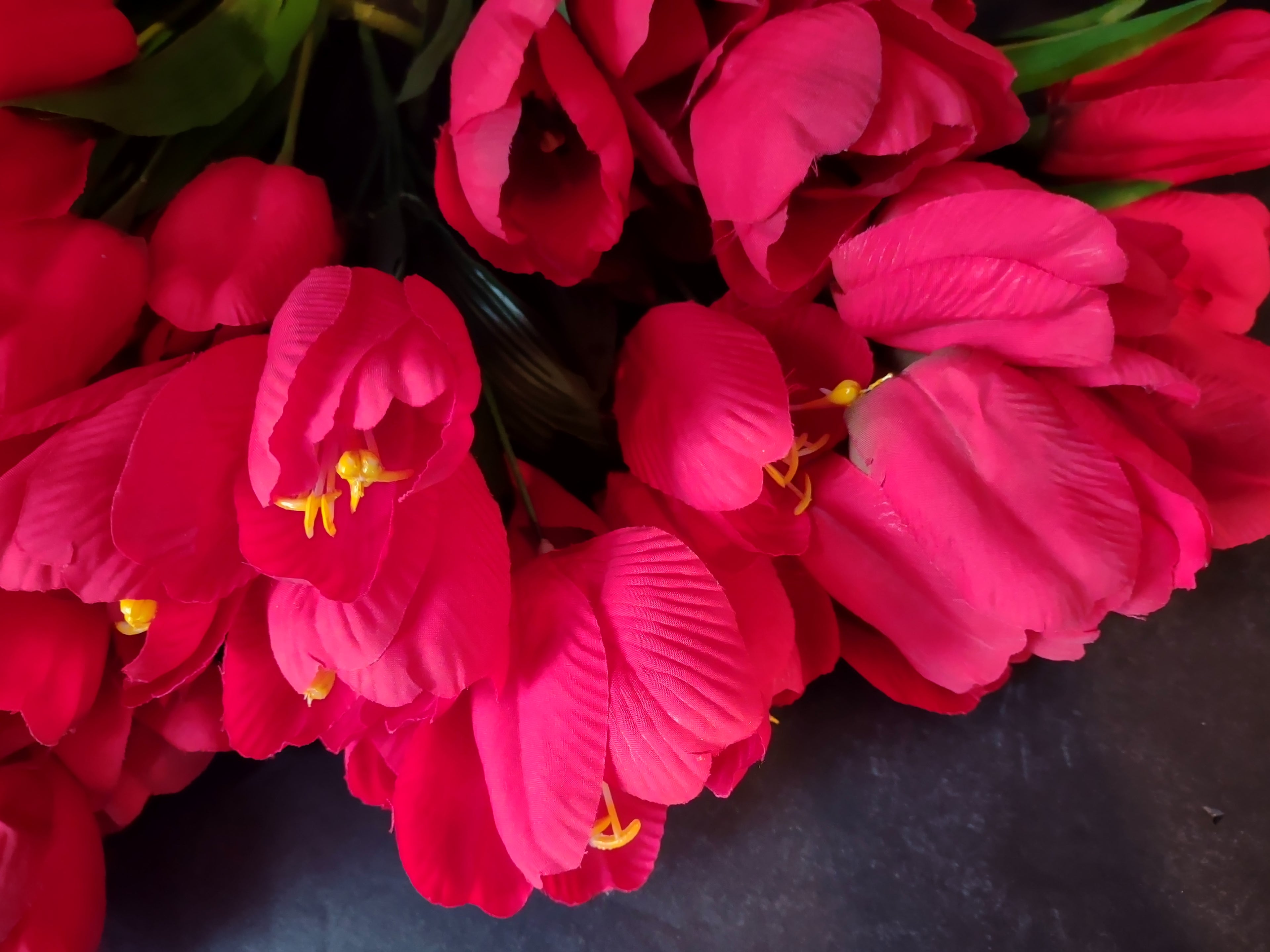 Artificial Tulip Red Flower 6 x Twig 12" Long (lot 5349)