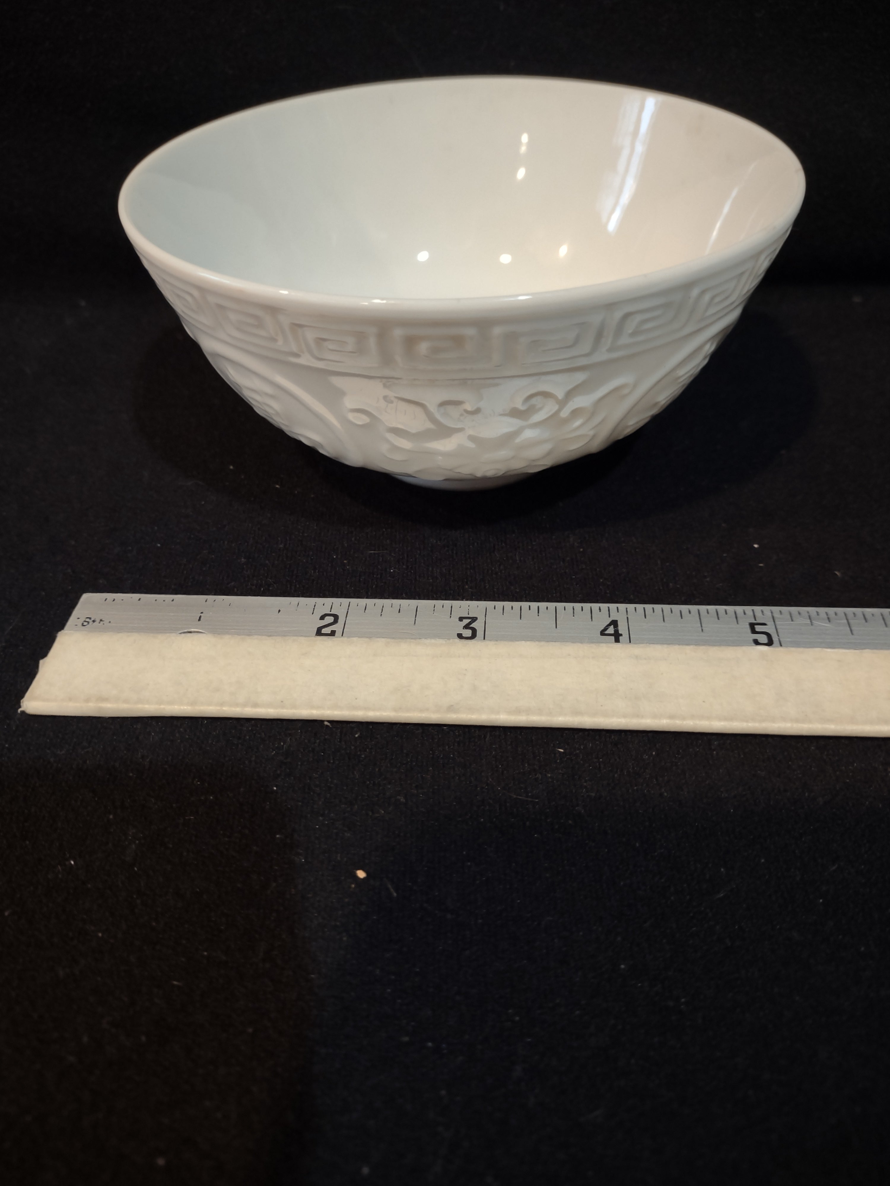 Vintage Chinese Porcelain Bowl Calligraphy Longevity Happiness (Lot 5351)